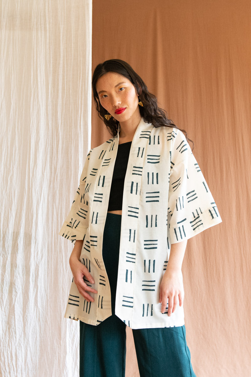 Veste Mirano - Traits crème coton 100 % bio -
