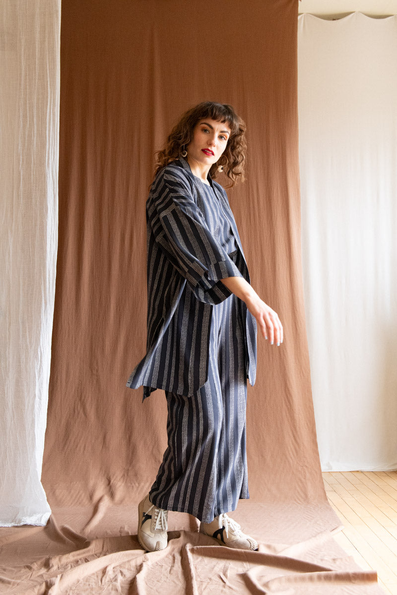 Veste Kimono Mirano -Points charbon viscose oekotex-