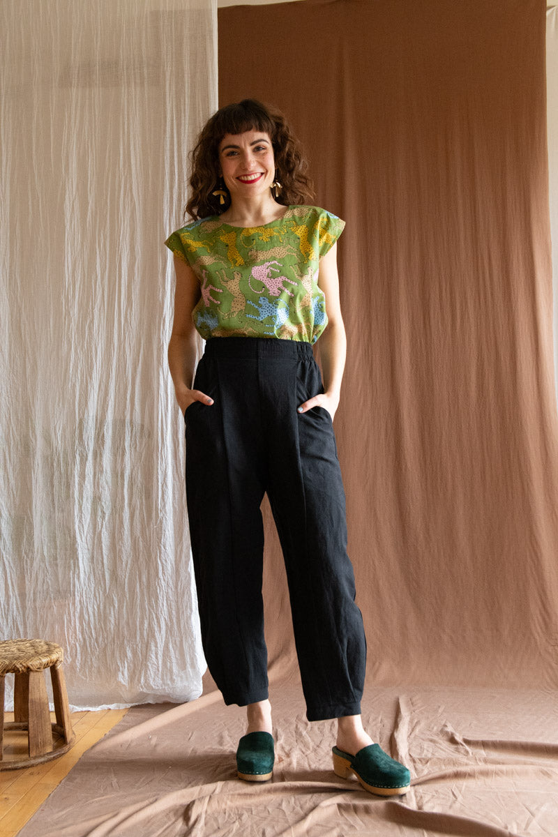Pantalon Sienna - Noir Lin viscose Oeko-tex-