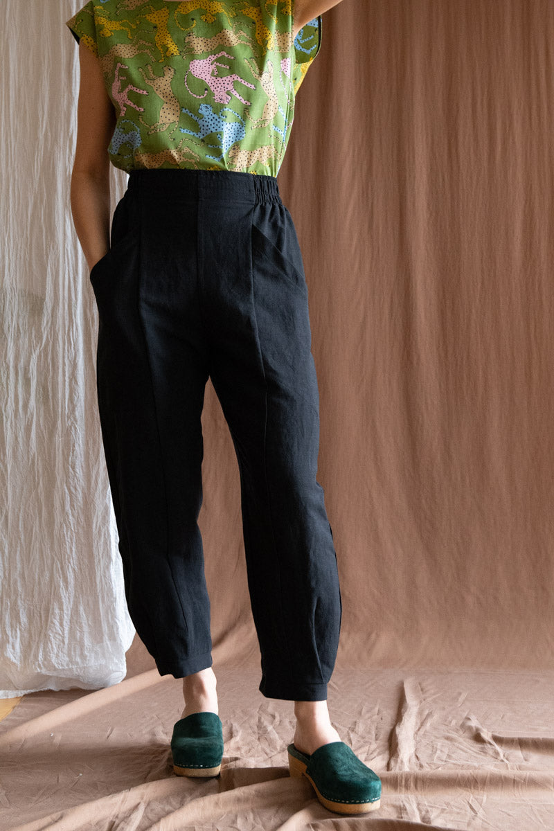 Pantalon Sienna - Noir Lin viscose Oeko-tex-