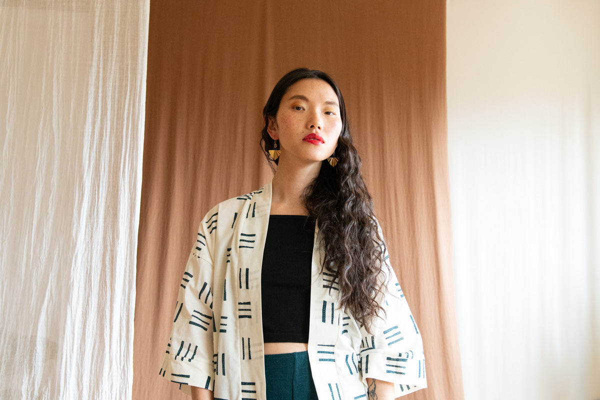 Veste Mirano - Traits crème coton 100 % bio -