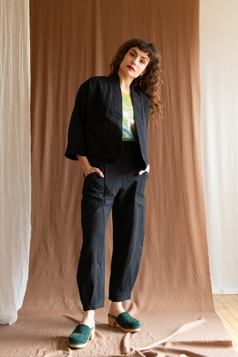Pantalon Sienna - Noir Lin viscose Oeko-tex-