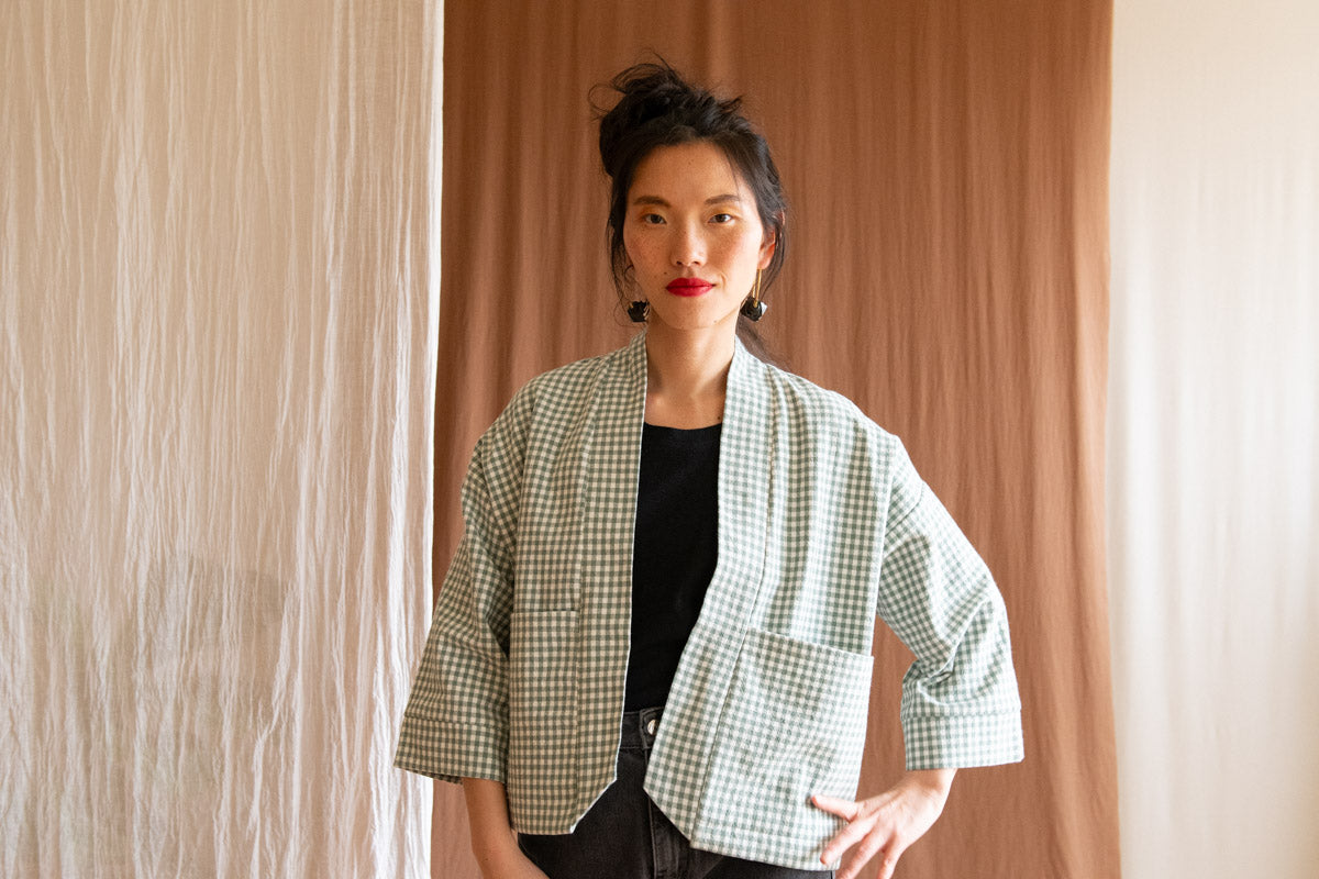 Veste Pisa - Vichy Sauge en coton bio -