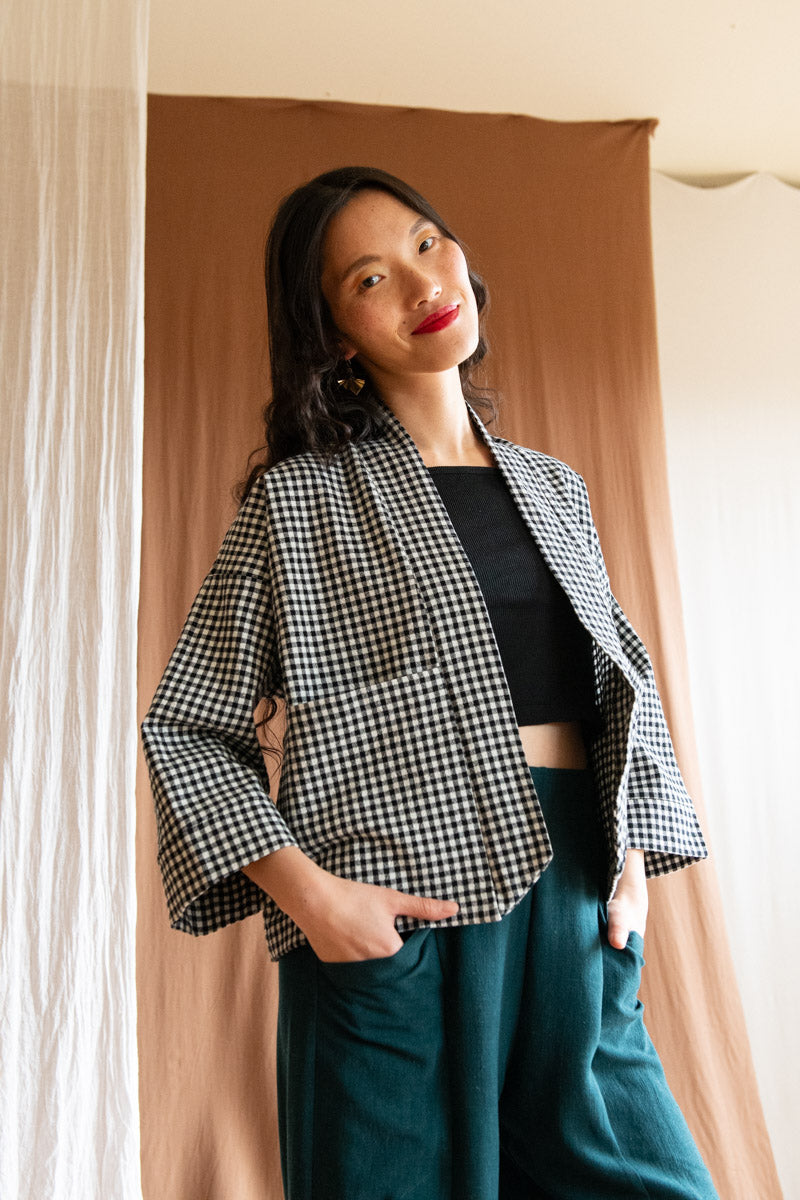 Veste Pisa - Vichy Gingham Noir & Blanc 100% coton bio