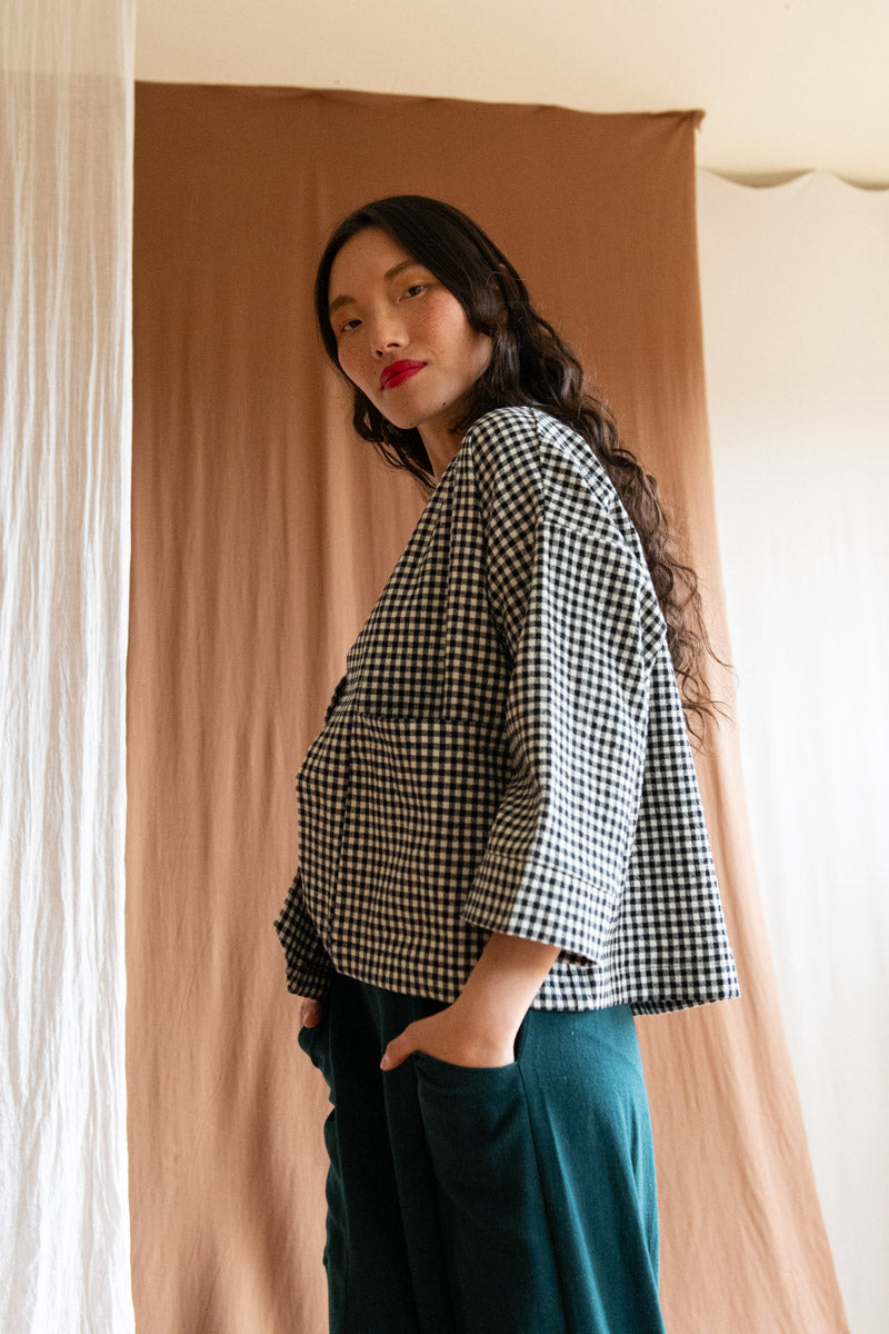 Veste Pisa - Vichy Gingham Noir & Blanc 100% coton bio