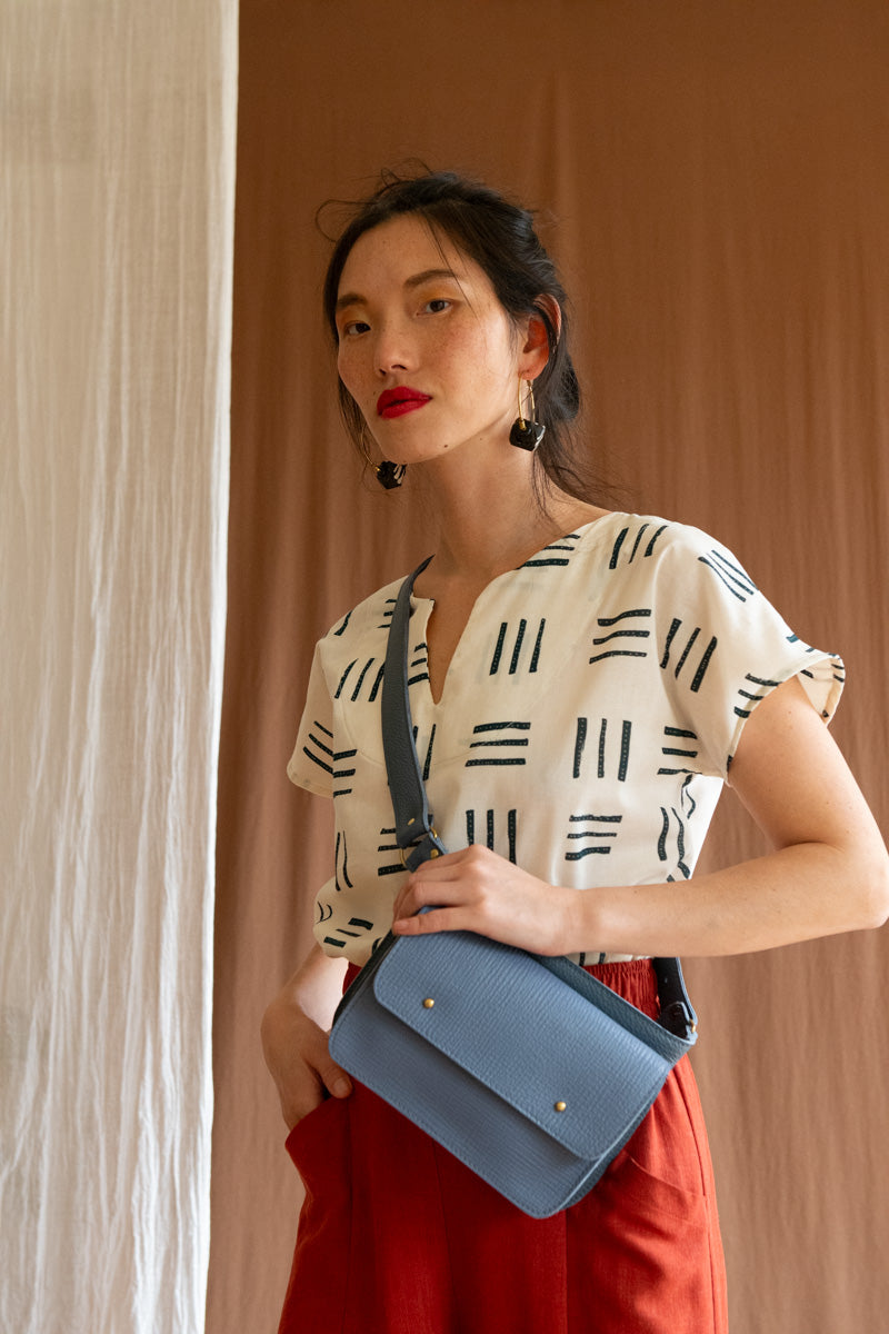 Ceinture pochette Hatley Bleu lavande en cuir recyclé
