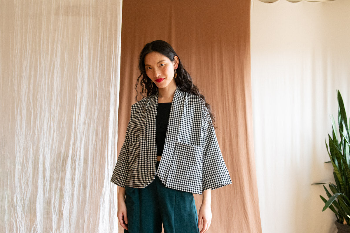 Veste Pisa - Vichy Gingham Noir & Blanc 100% coton bio