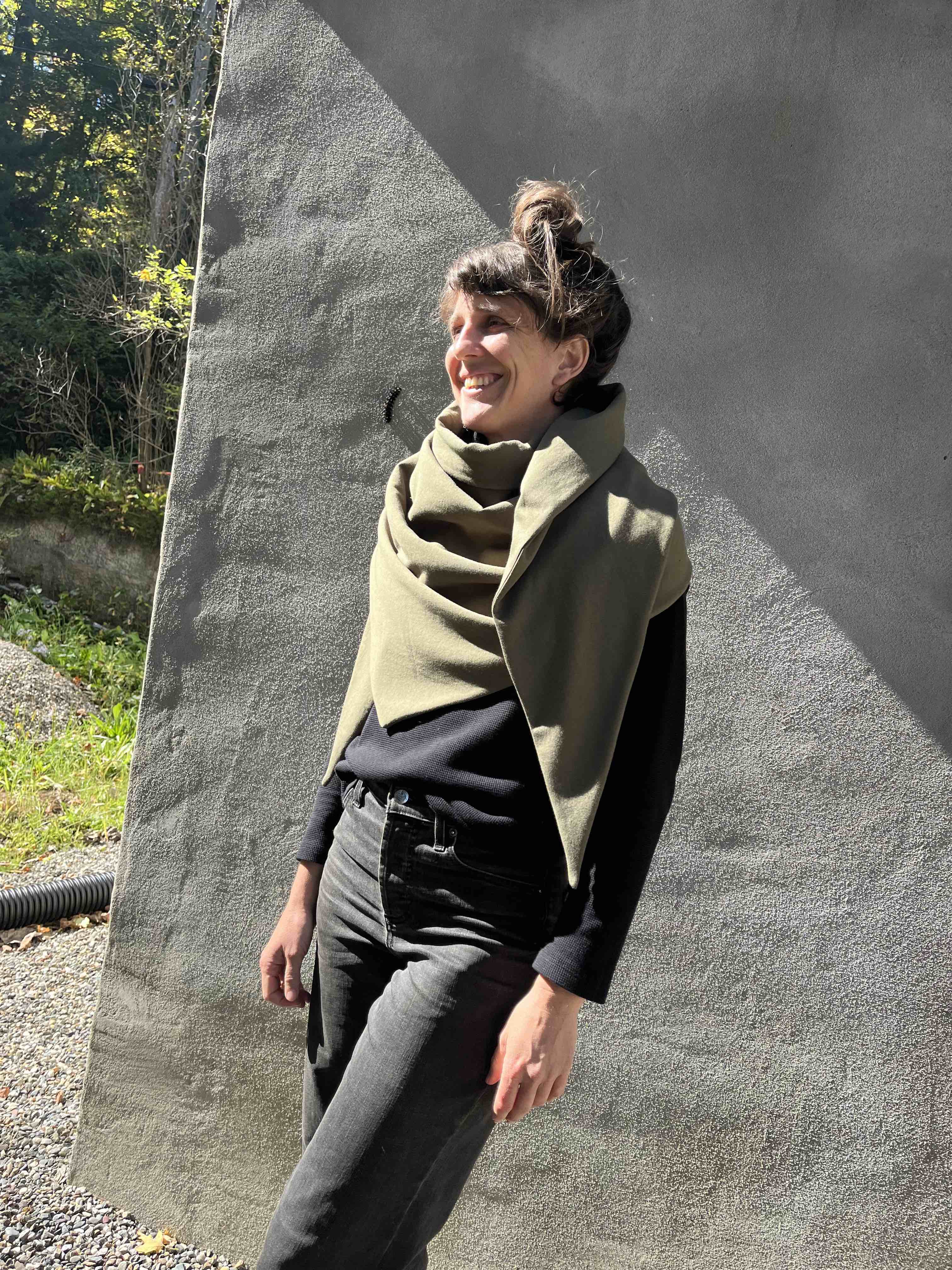 Foulard triangle Kaki en bambou et coton bio