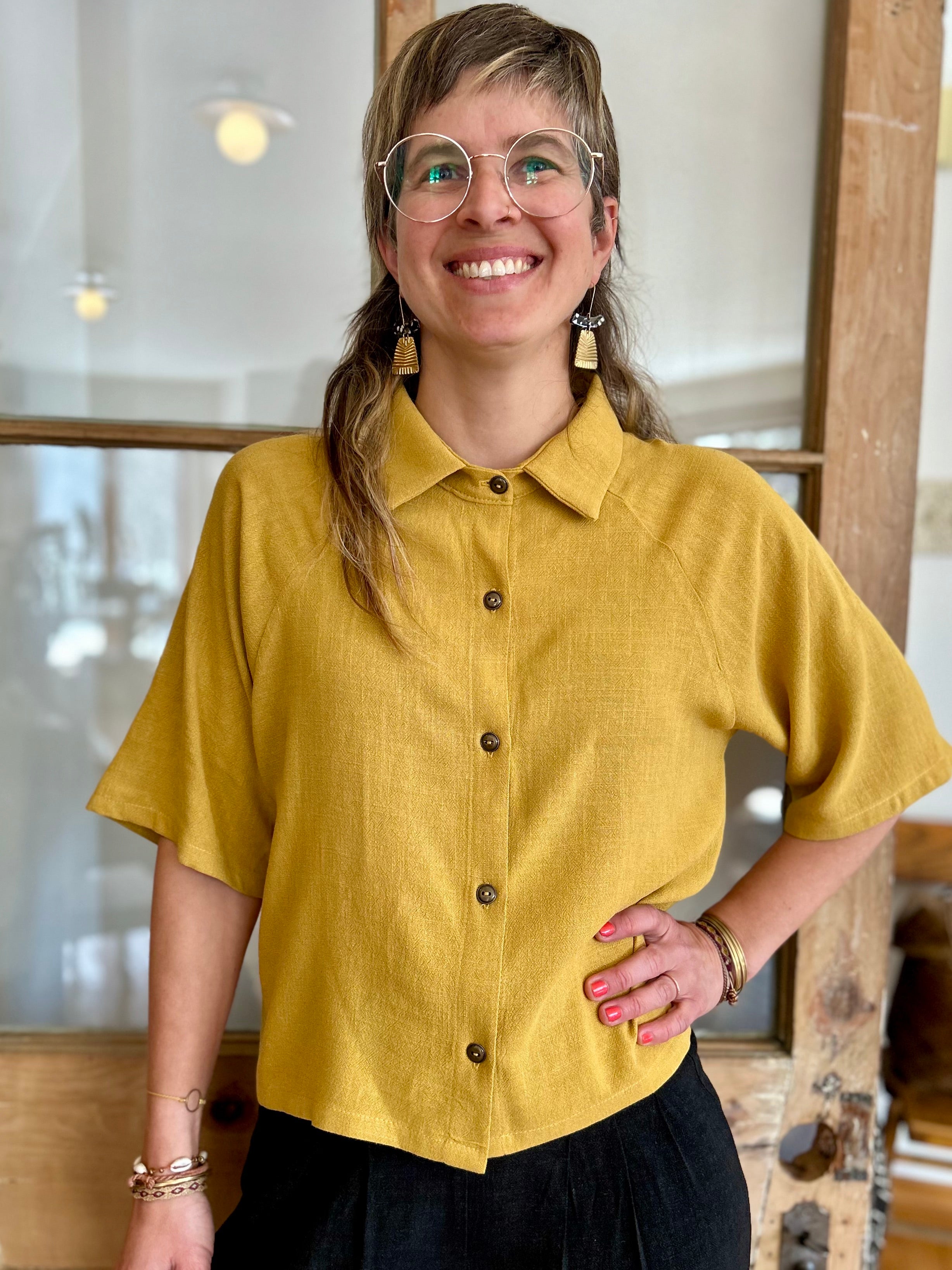 Blouse Hosta Moutarde Rayonne & Lin