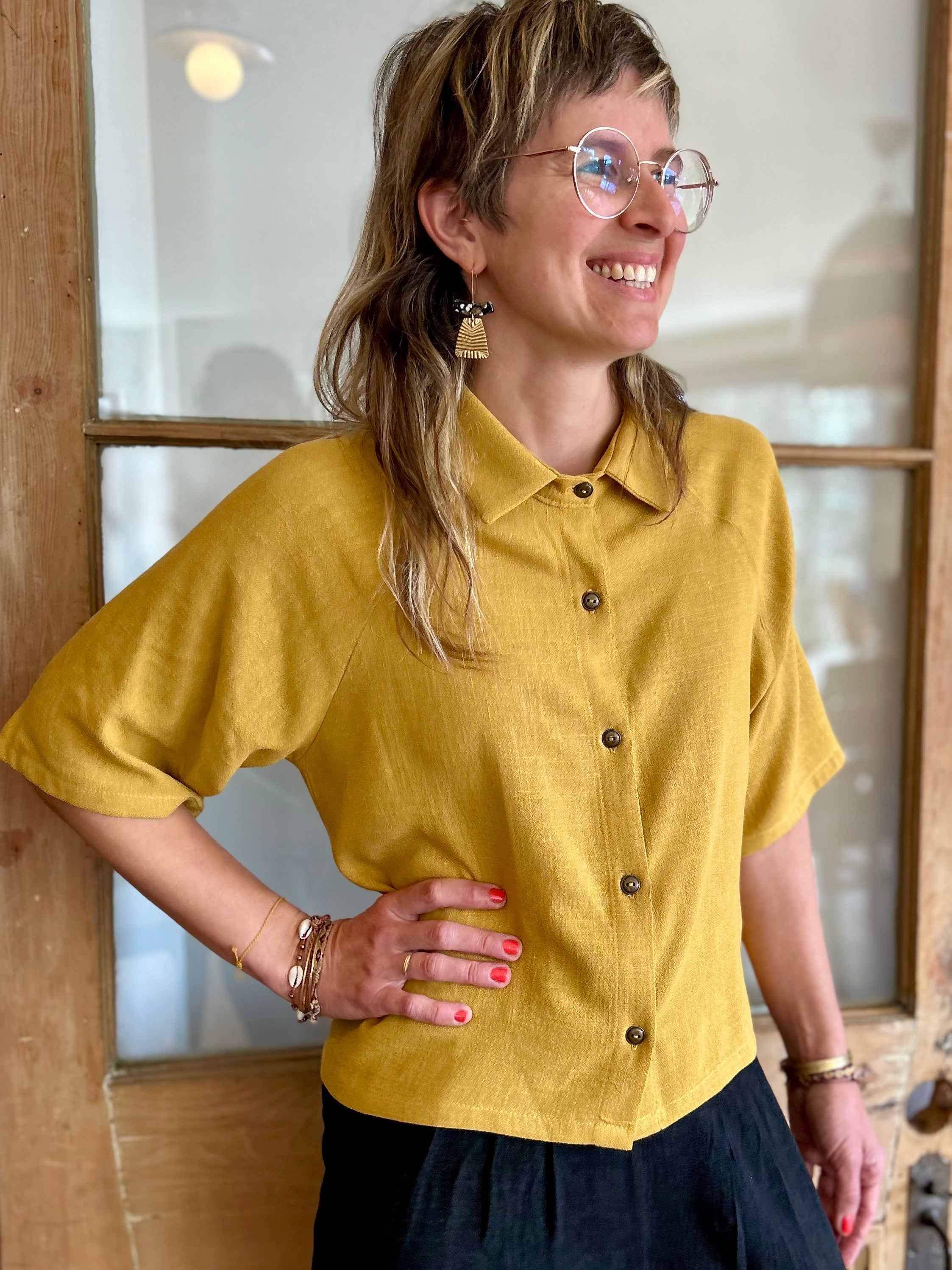 Blouse Hosta Moutarde Rayonne & Lin