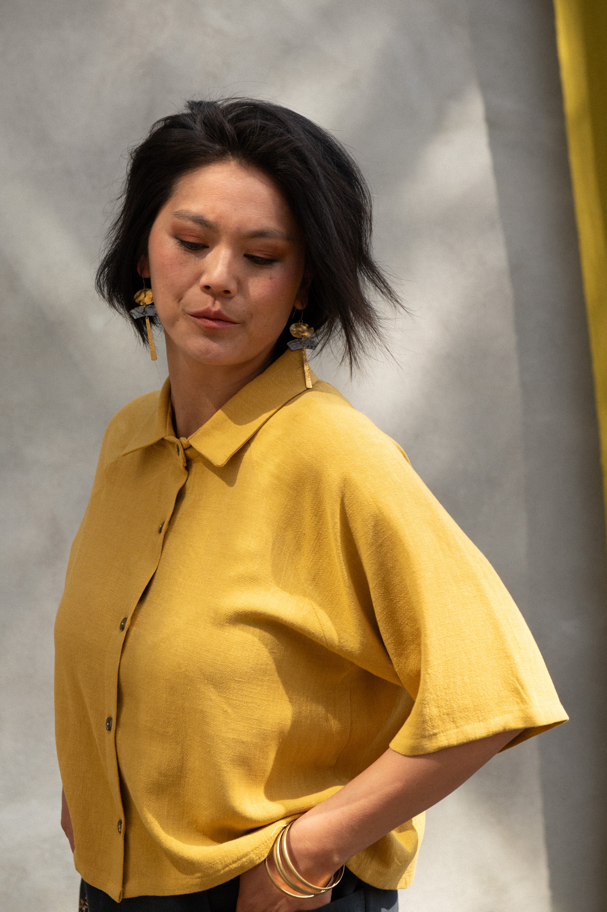 Blouse Hosta Moutarde Rayonne & Lin