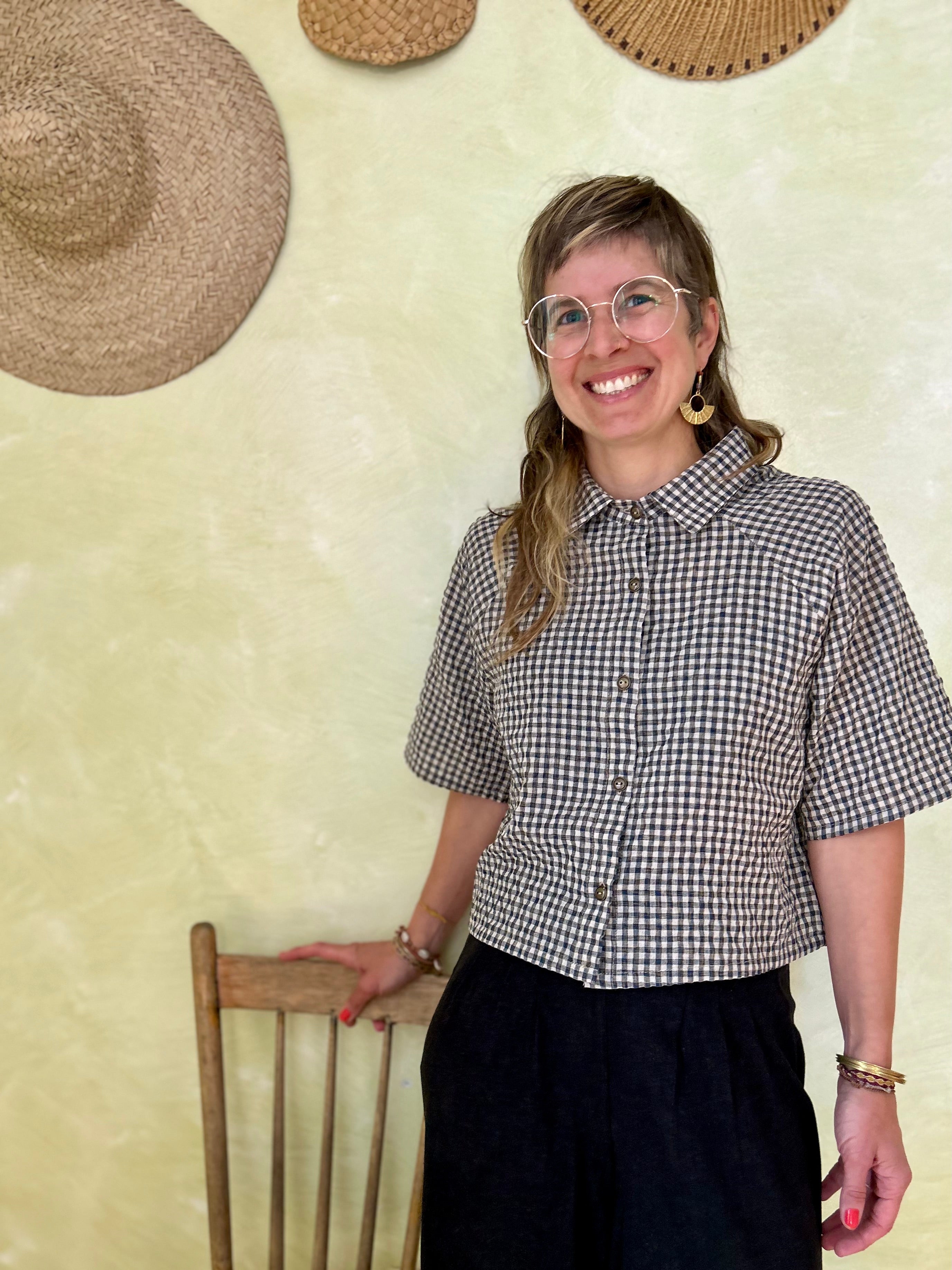 Blouse Hosta Vichy Teal