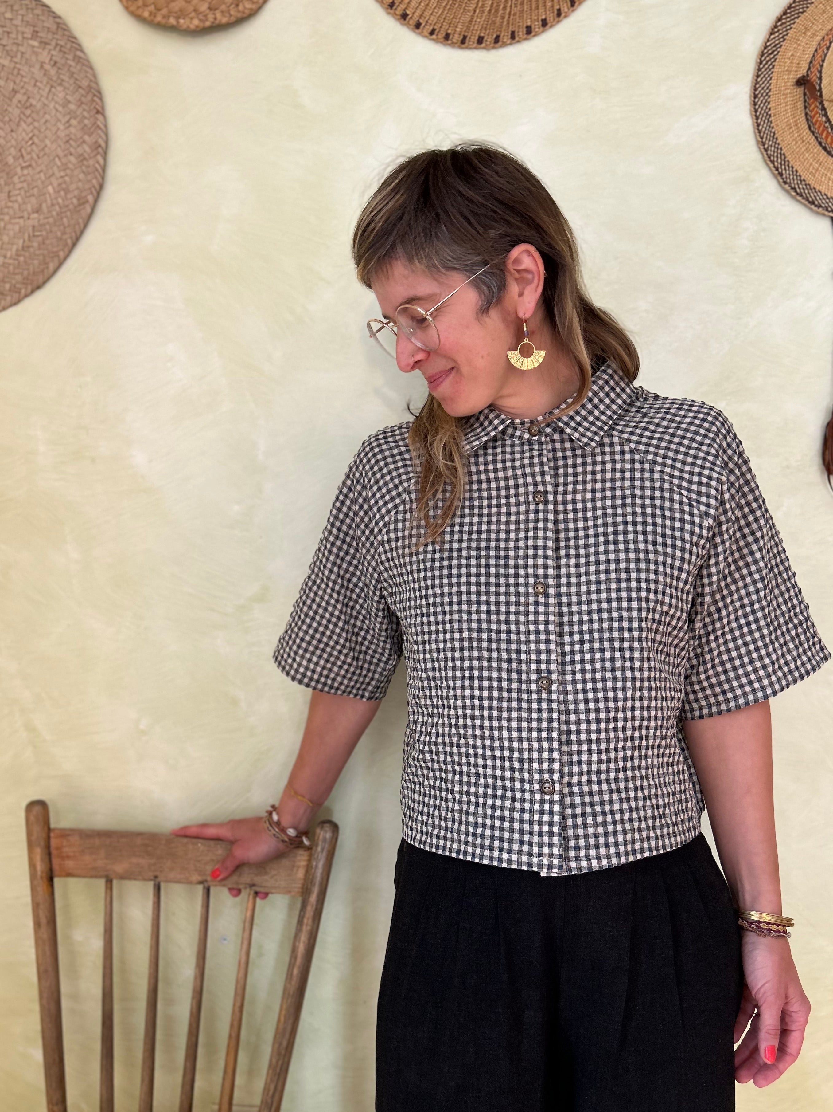 Blouse Hosta Vichy Teal