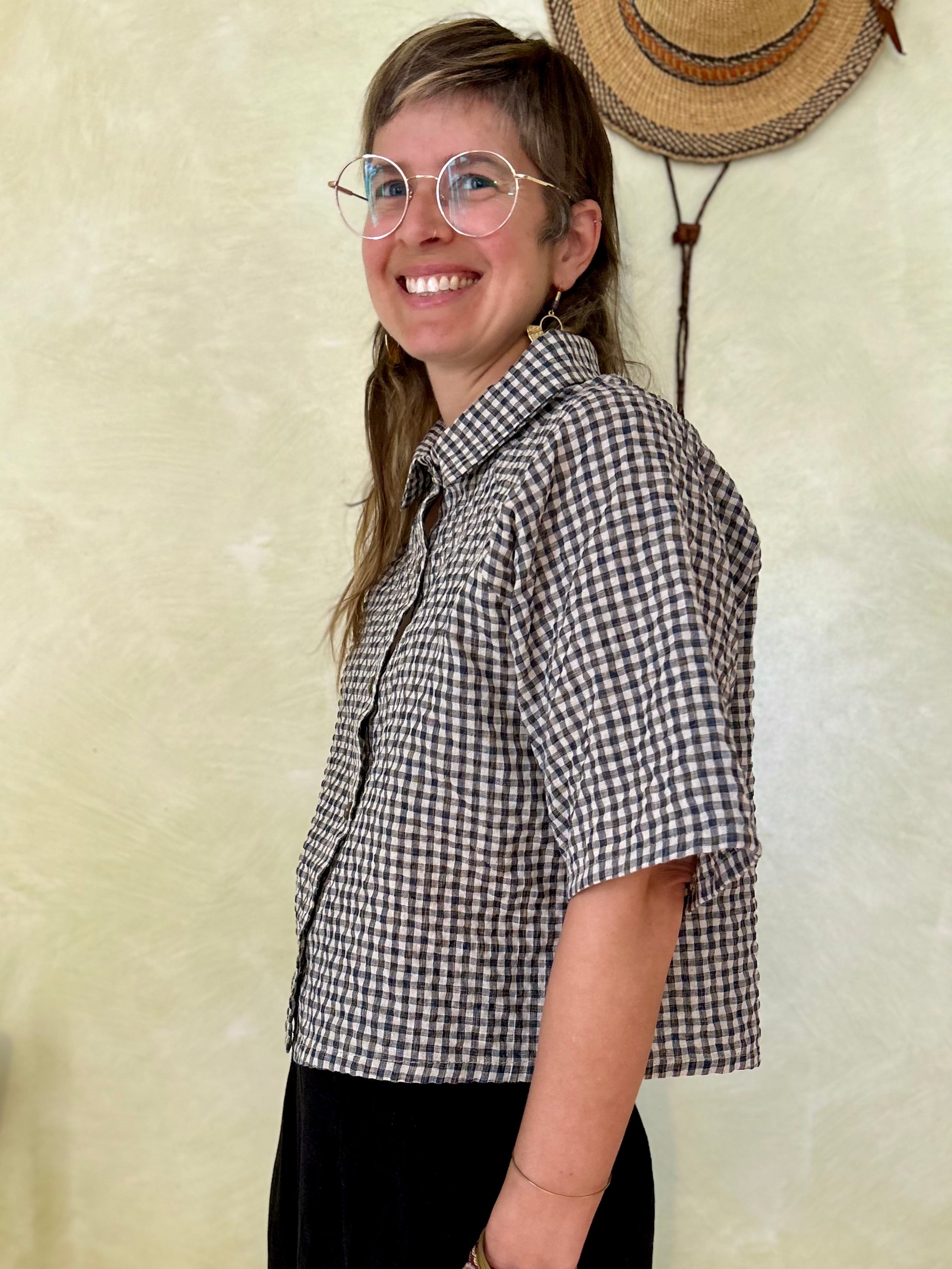 Blouse Hosta Vichy Teal