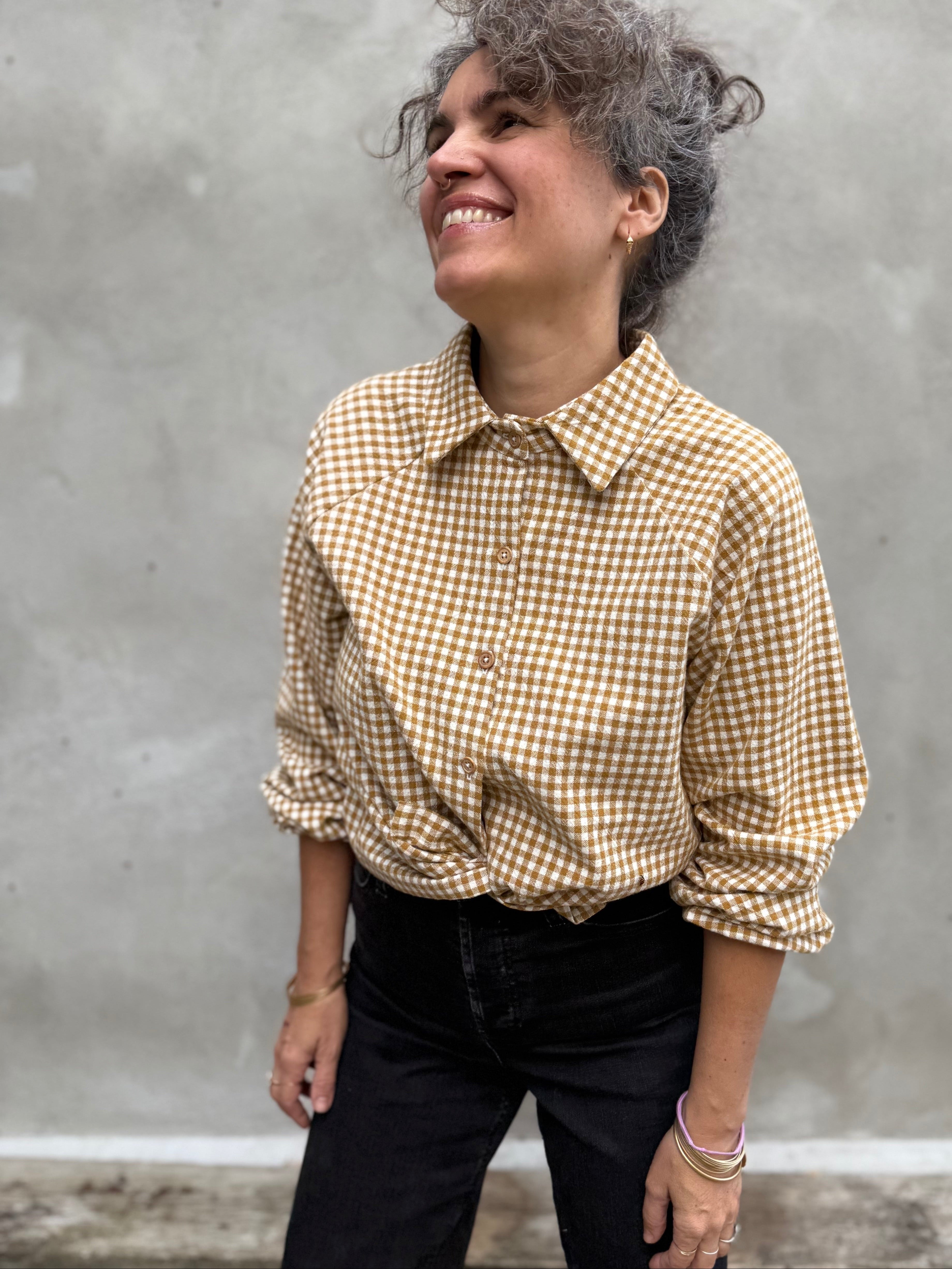 Blouse Acer -Vichy ocre -coton biologique