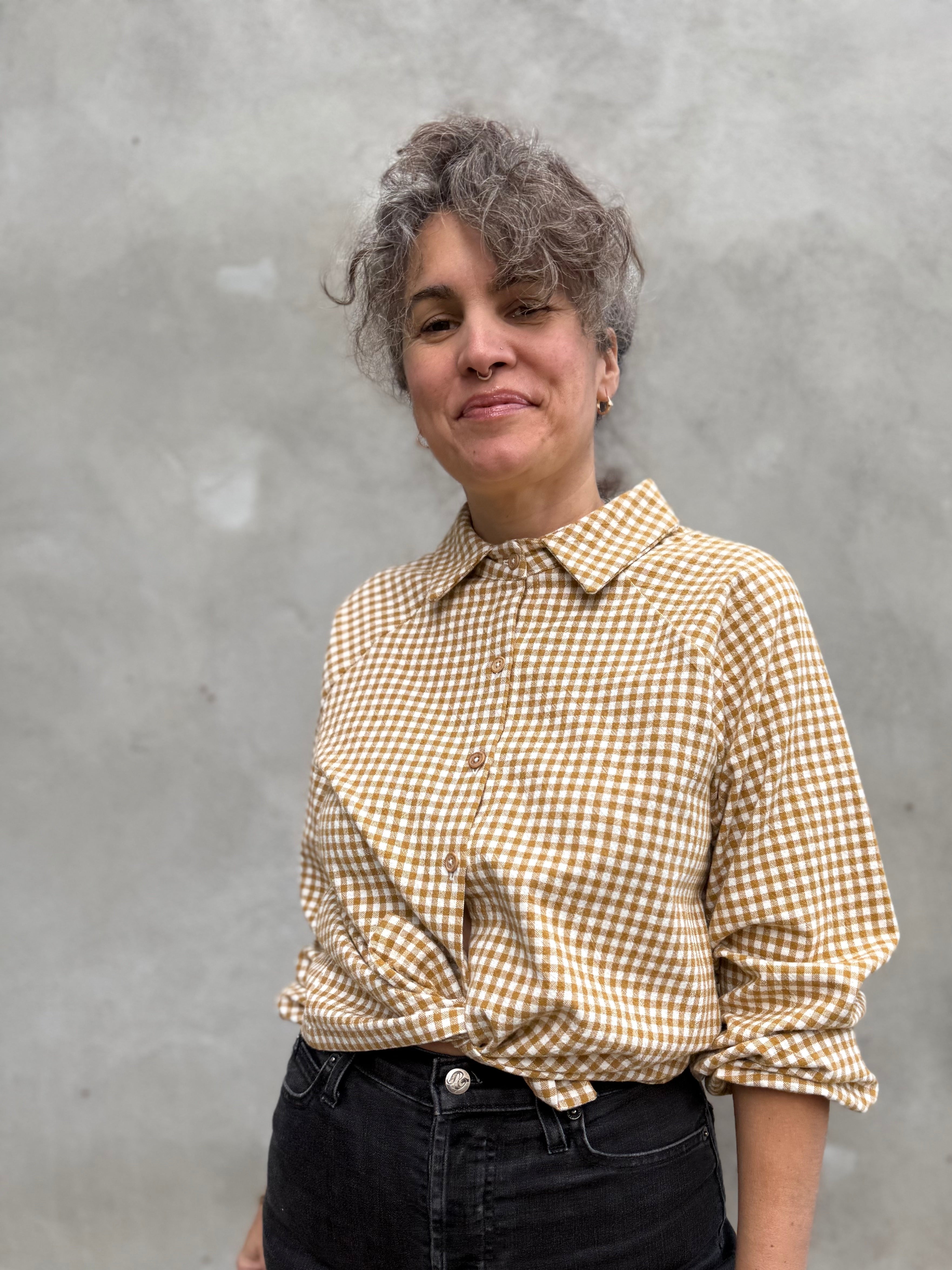 Blouse Acer -Vichy ocre -coton biologique