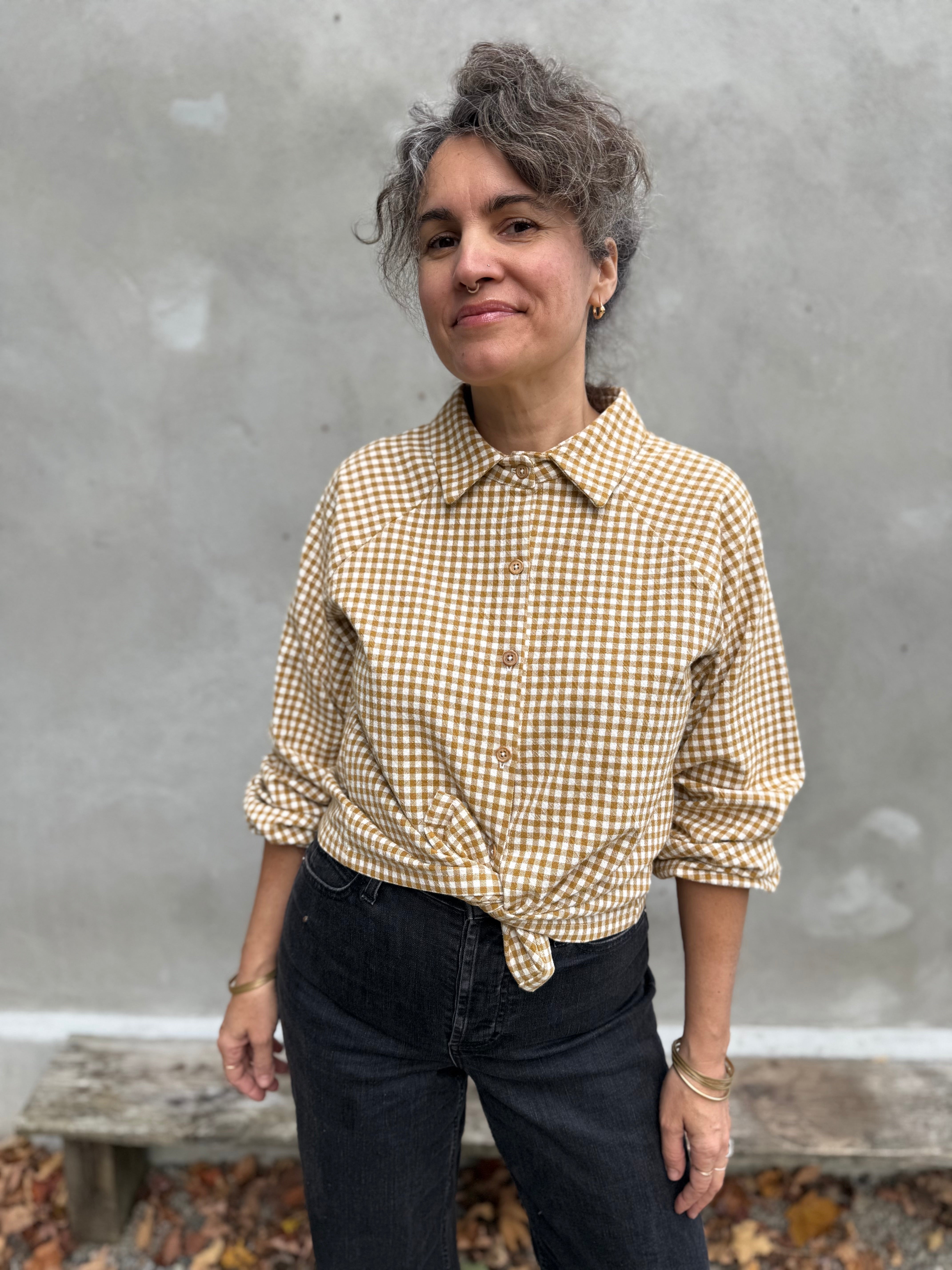 Blouse Acer -Vichy ocre -coton biologique