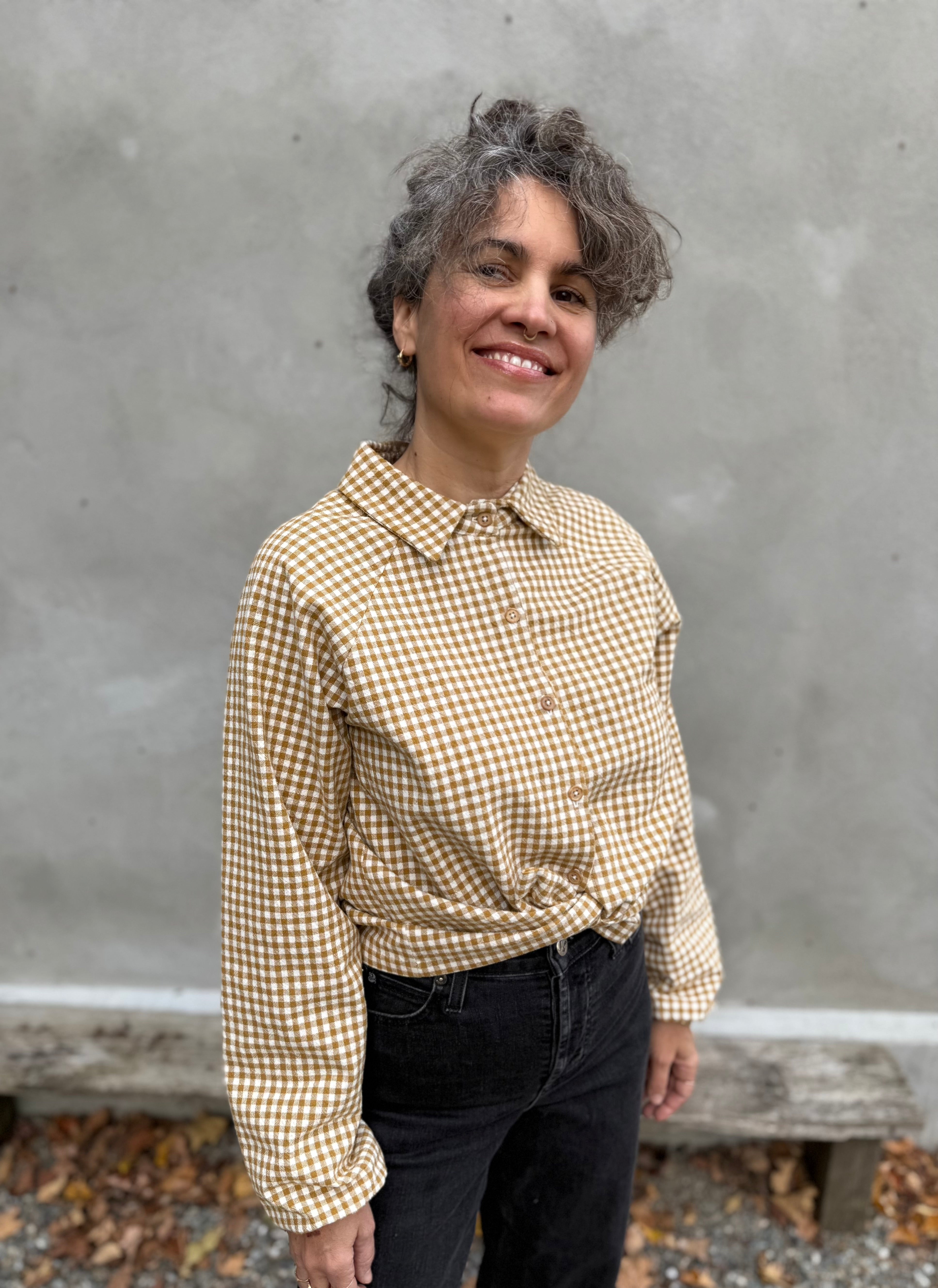 Blouse Acer -Vichy ocre -coton biologique