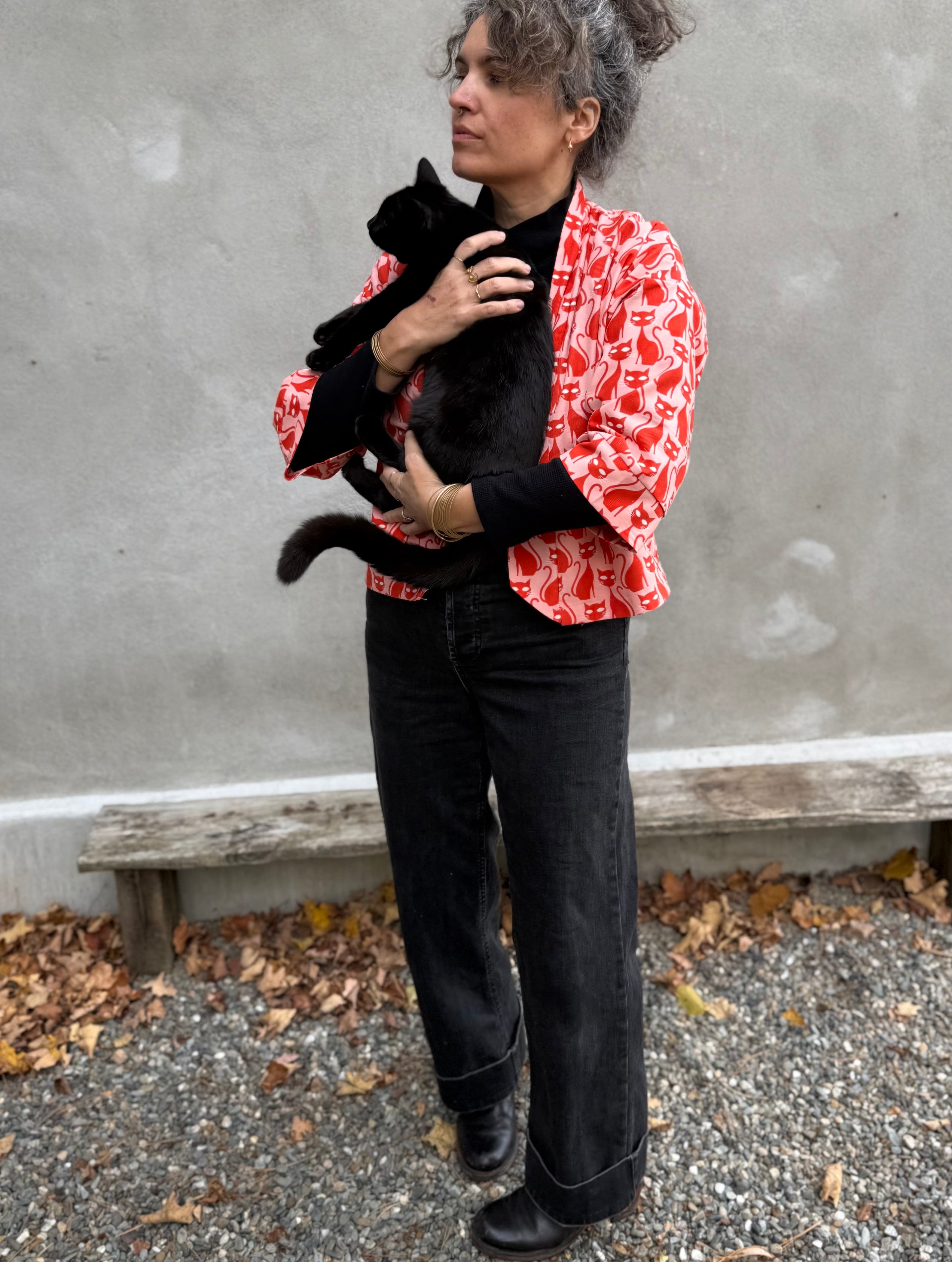 Veste Magnolia- CHATS ROSES -corduroy fin biologique