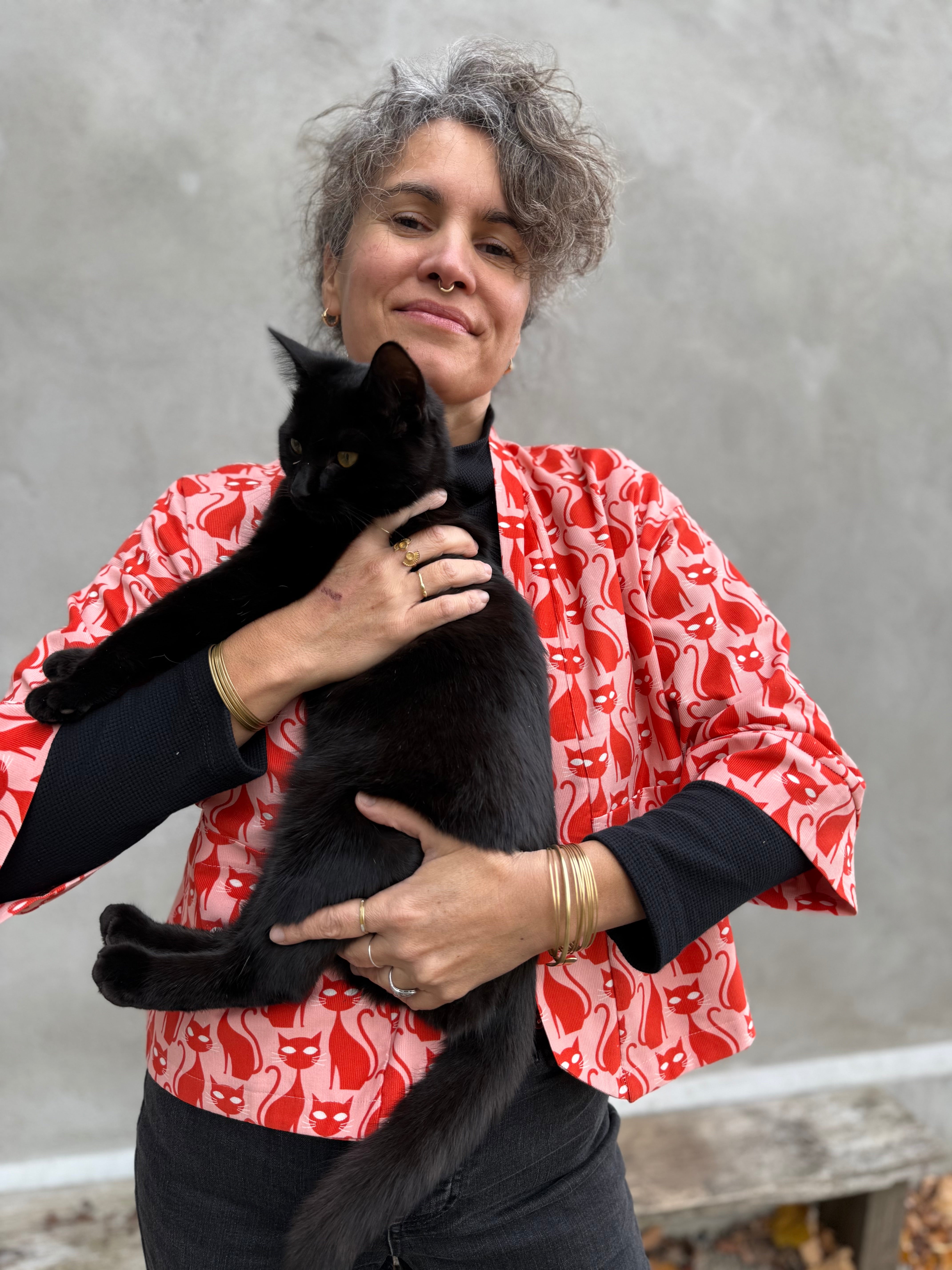 Veste Magnolia- CHATS ROSES -corduroy fin biologique