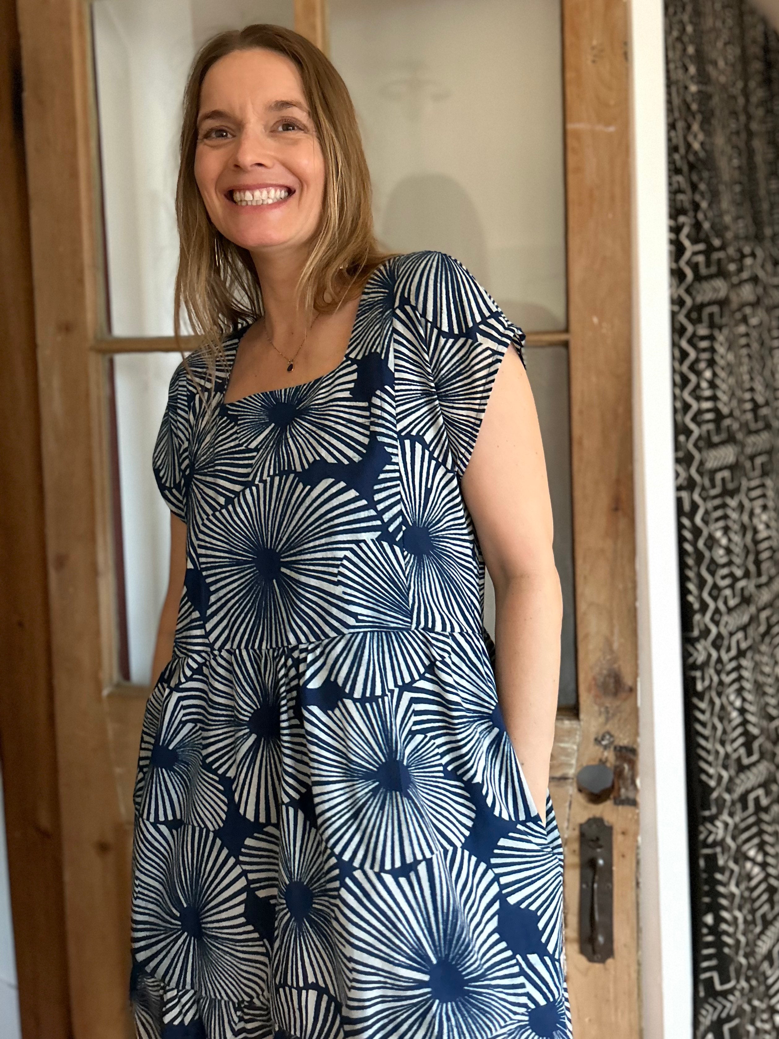 Robe Lavandula Fleurs indigo Coton