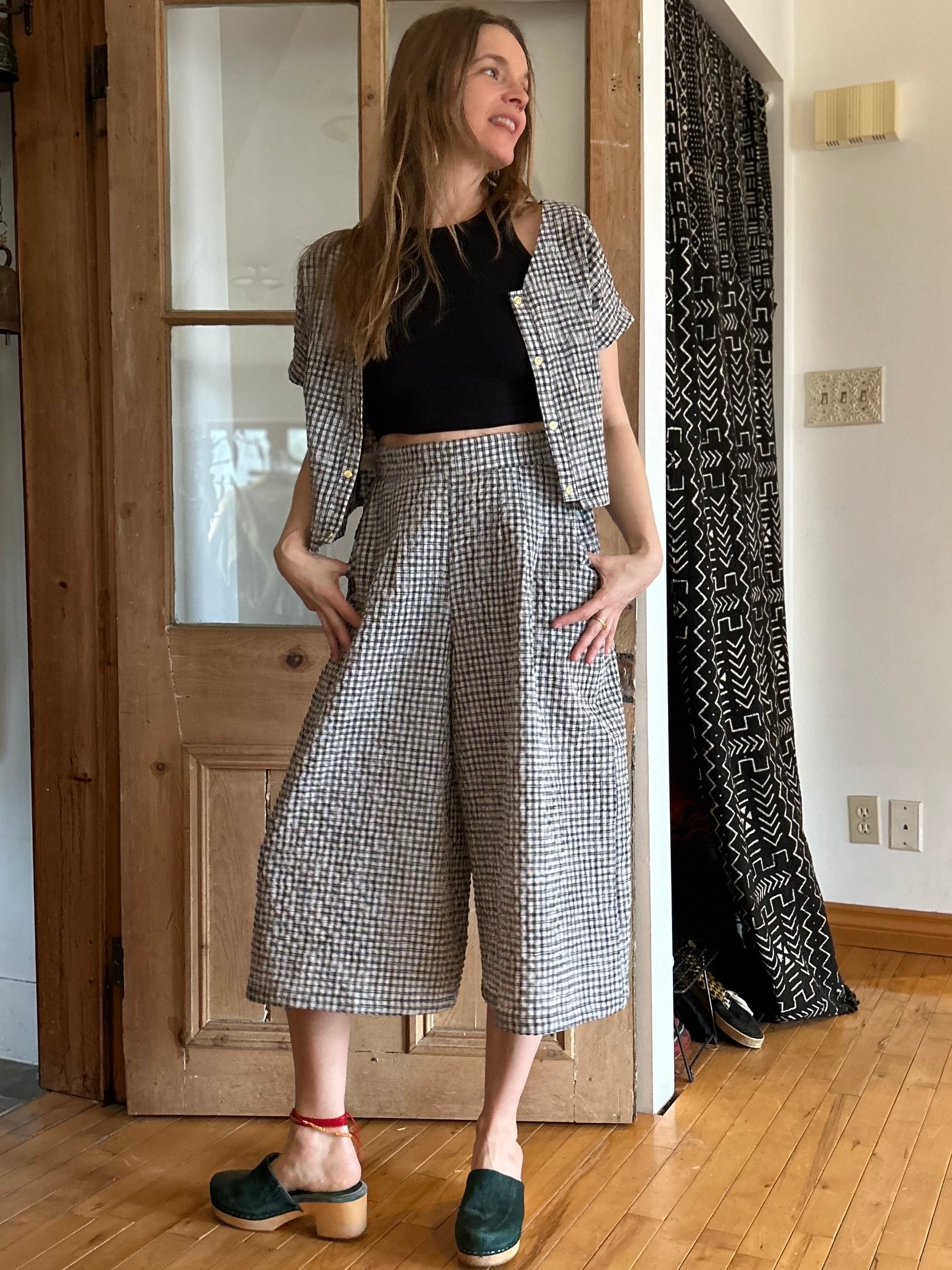 Pantalon Bégonia Vichy Noir & Crème