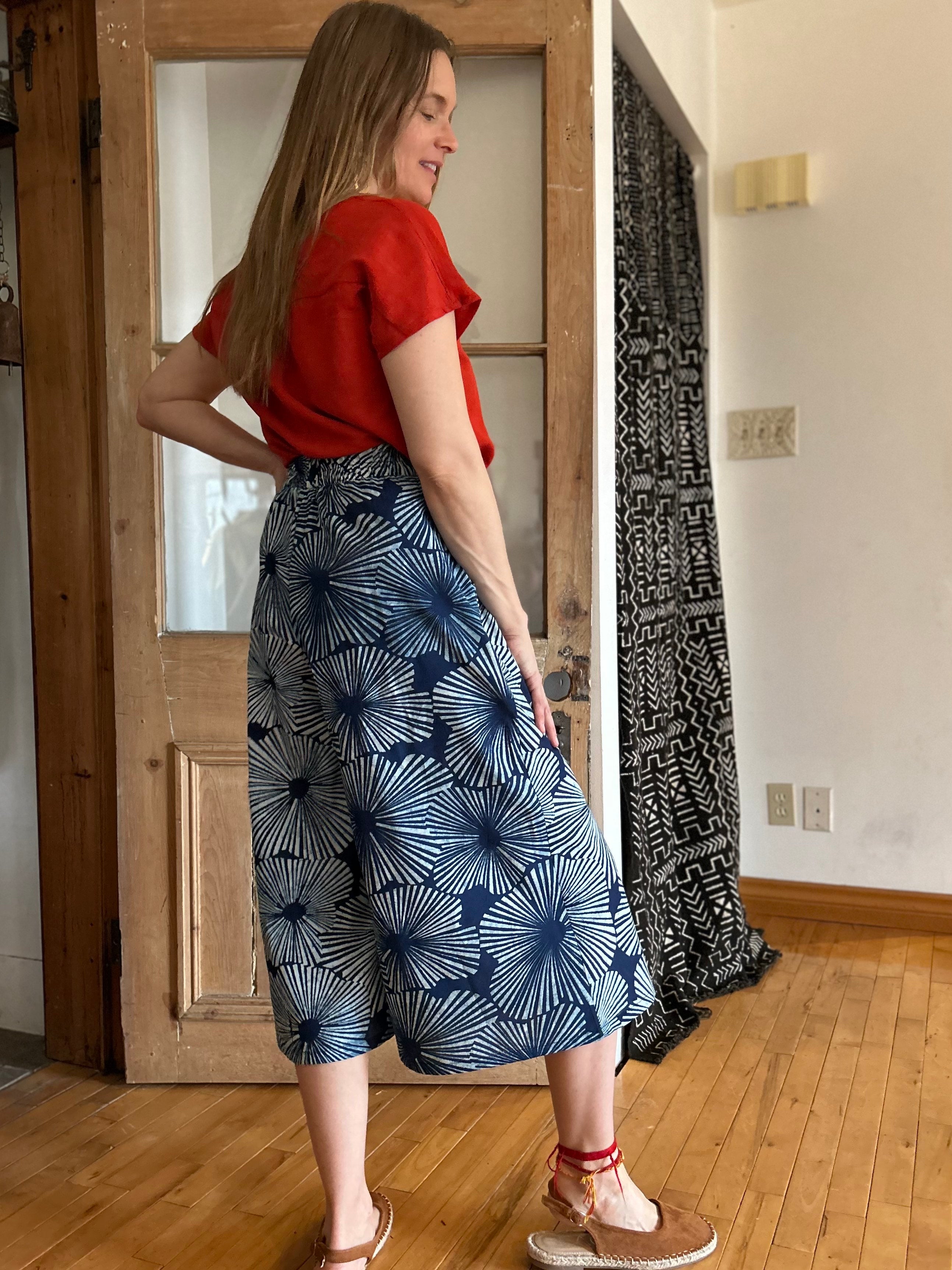 Pantalon Bégonia Fleurs indigo Coton