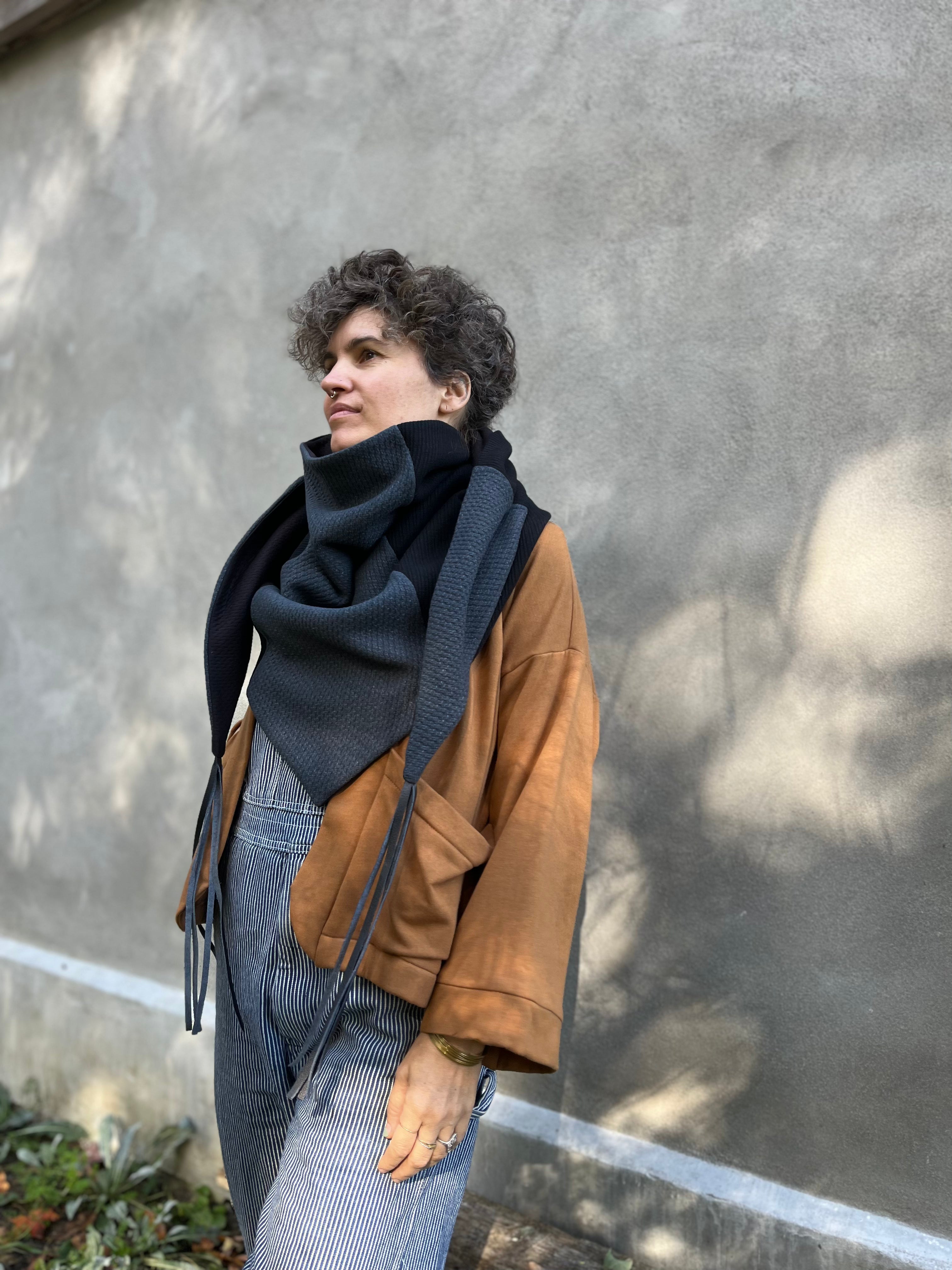Foulard Indiana bleu basalt  Franges