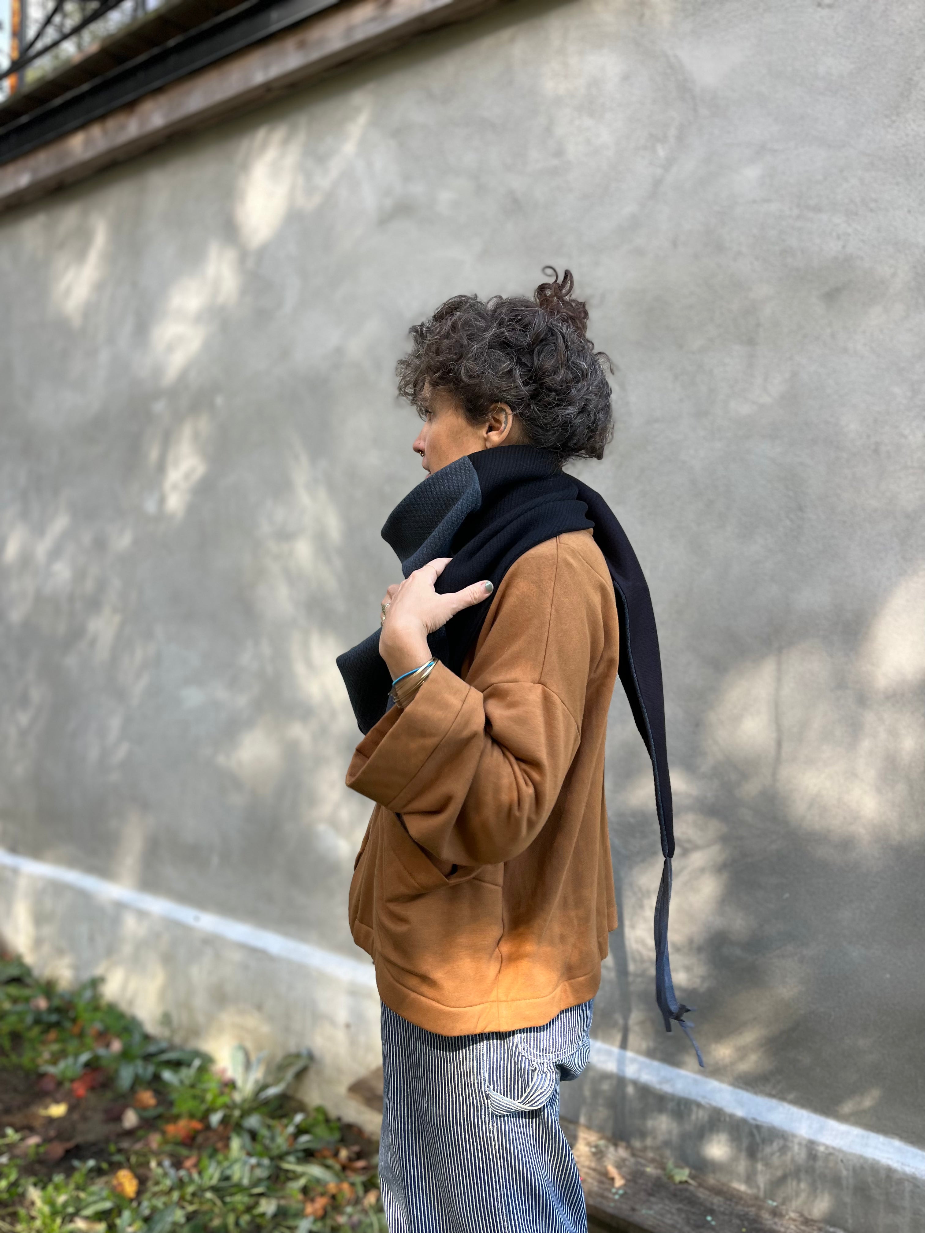 Foulard Indiana bleu basalt Franges