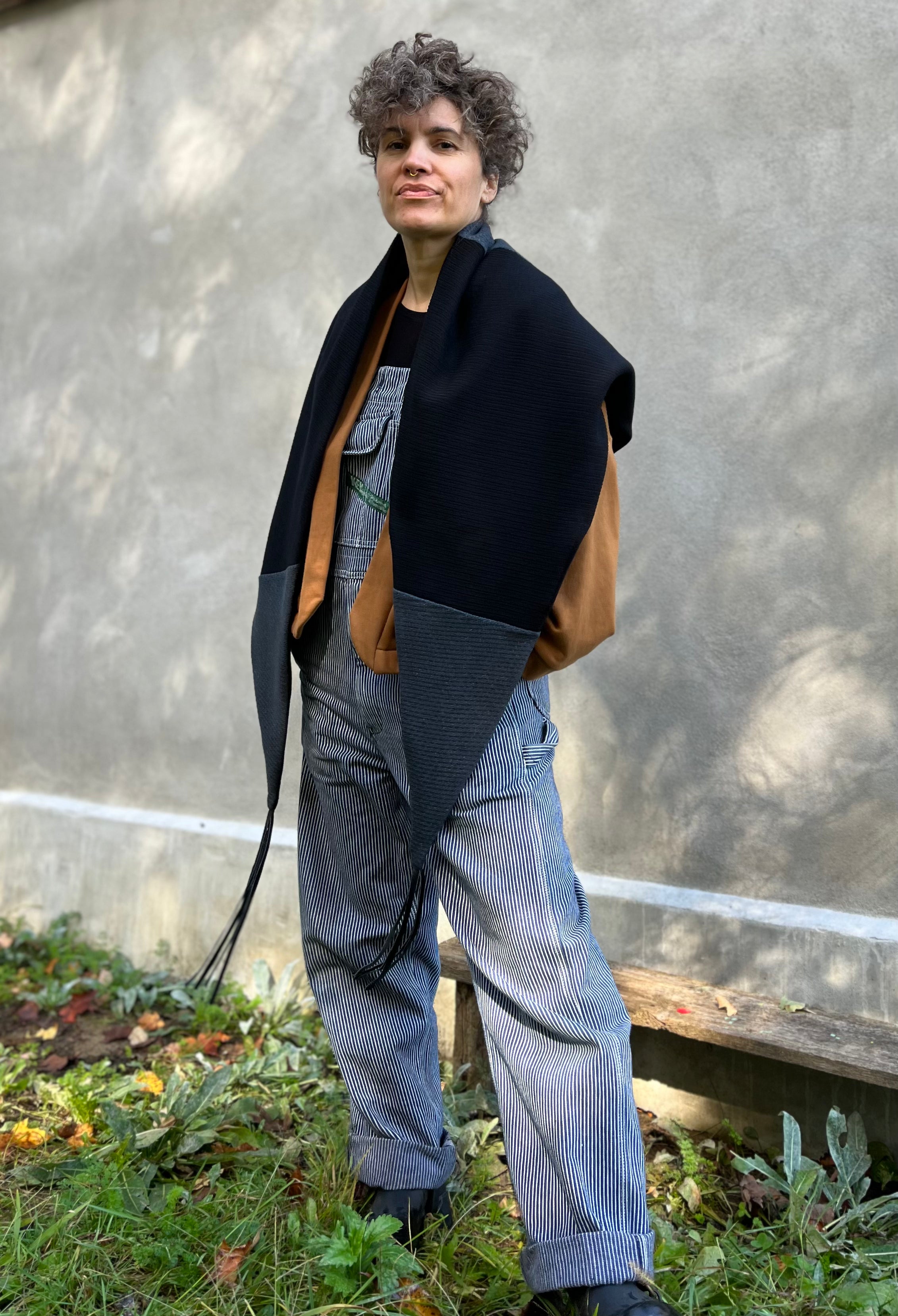 Foulard Indiana bleu basalt Franges