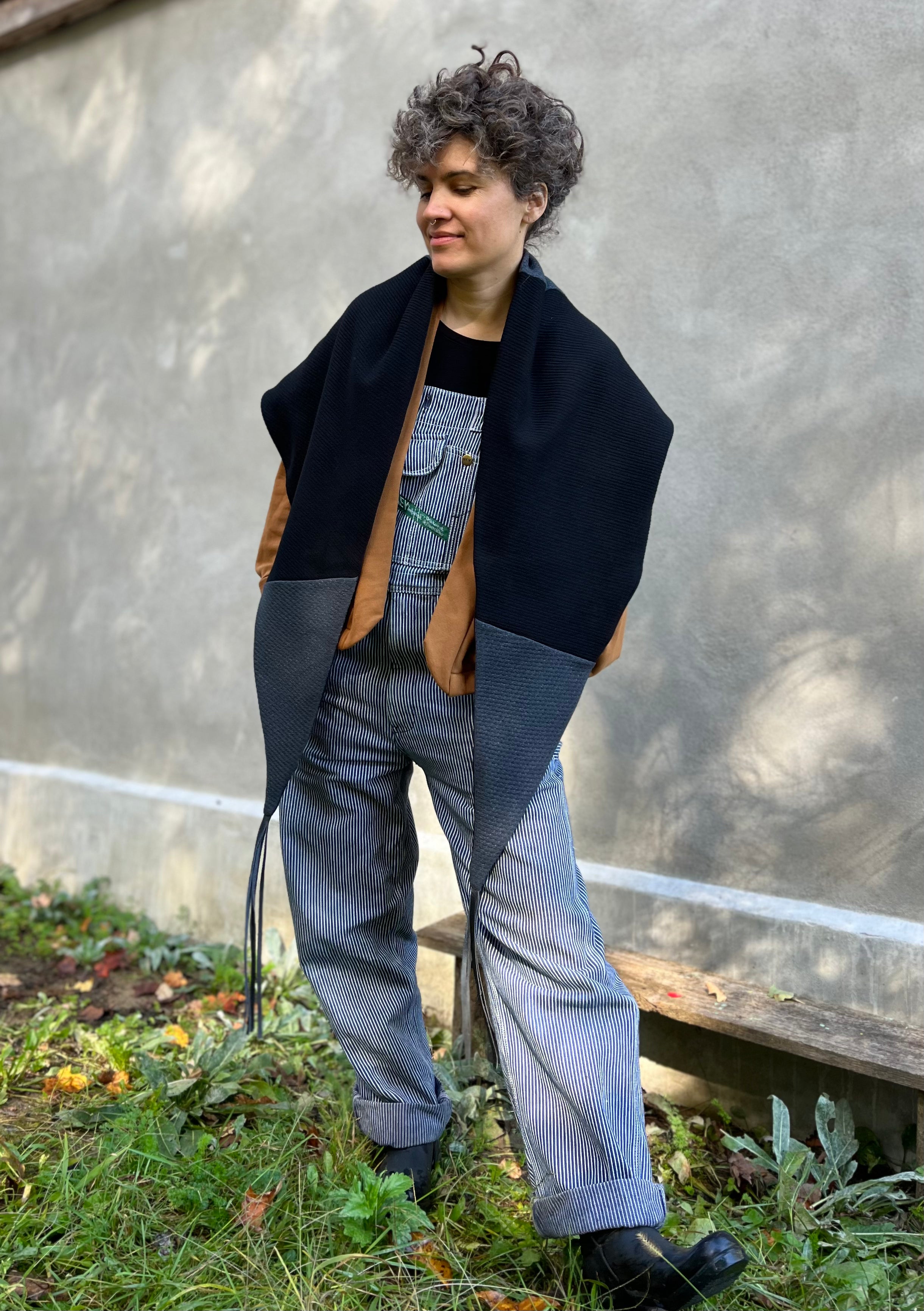 Foulard Indiana bleu basalt Franges