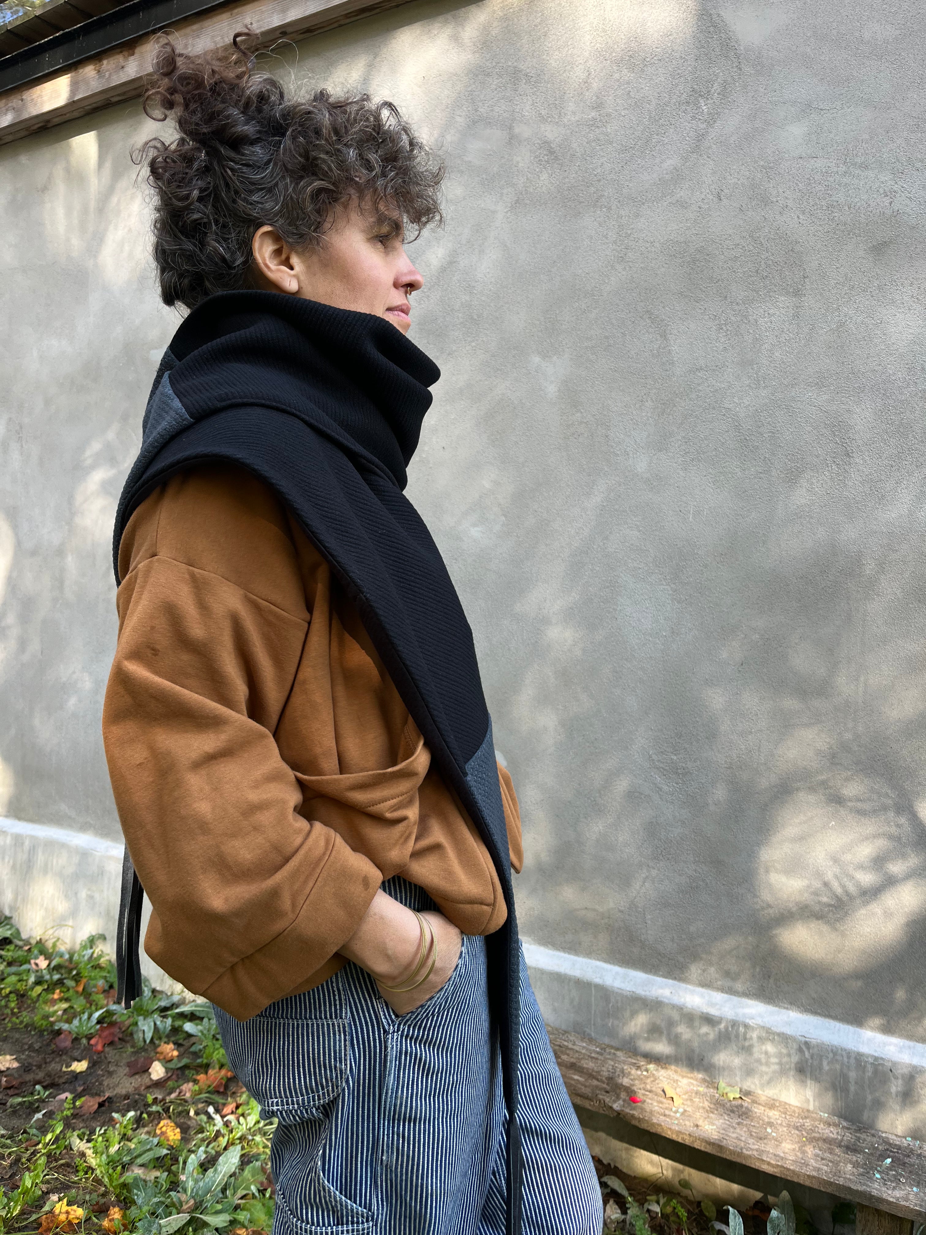 Foulard Indiana bleu basalt Franges