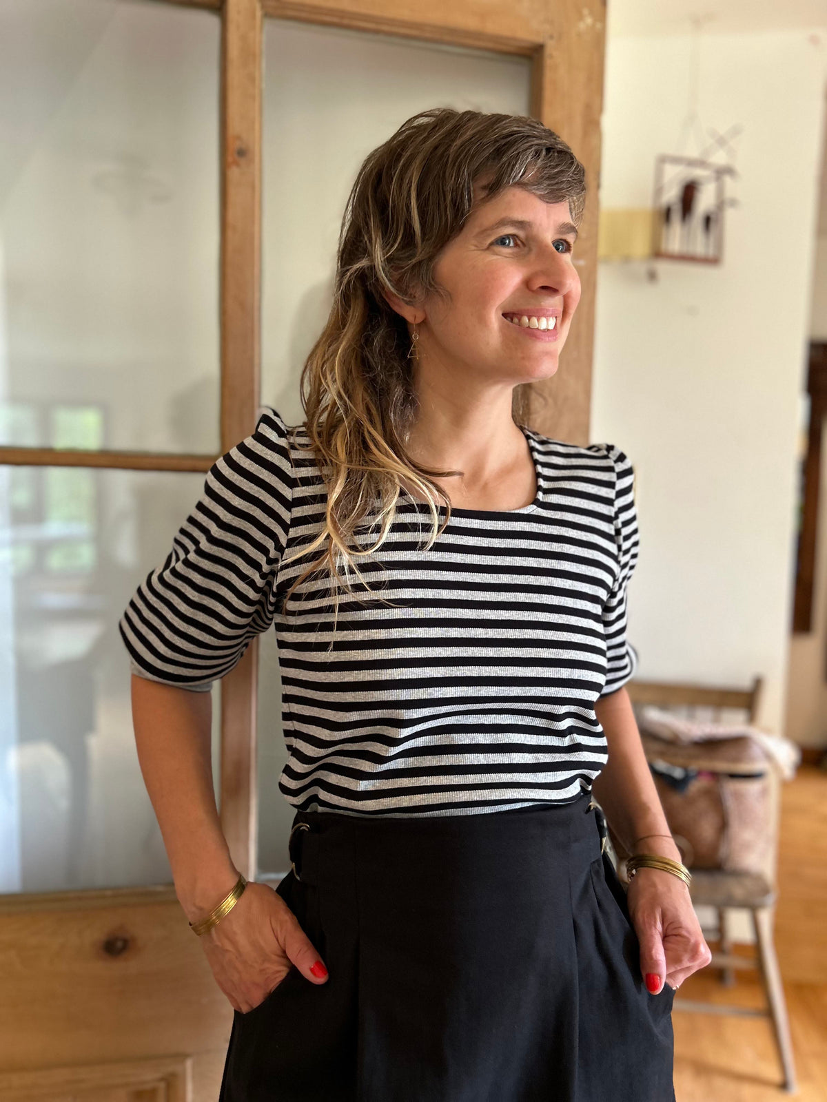 Top Margaux -rayures grises et noires