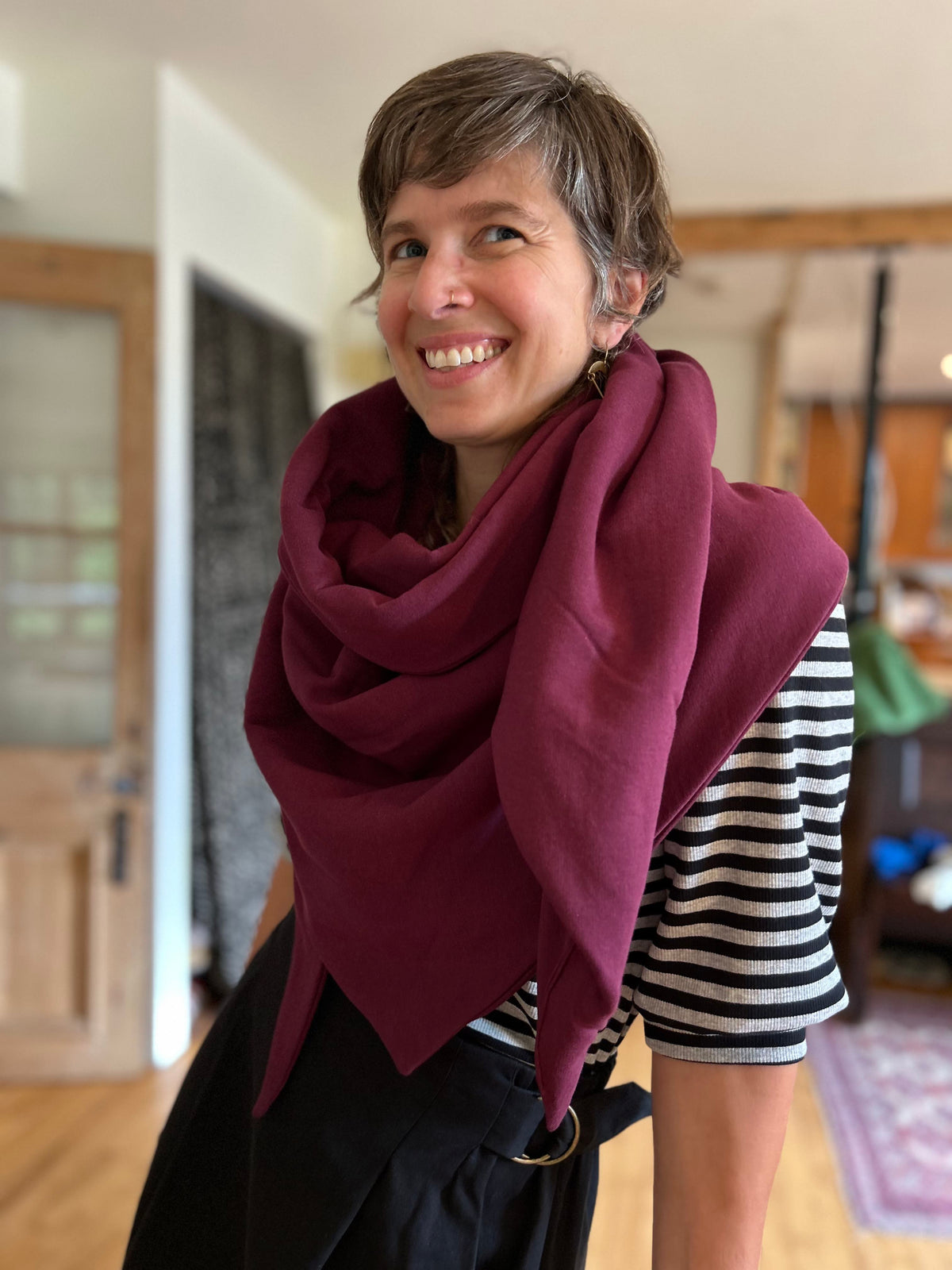 Foulard triangle Figuier en bambou et coton bio