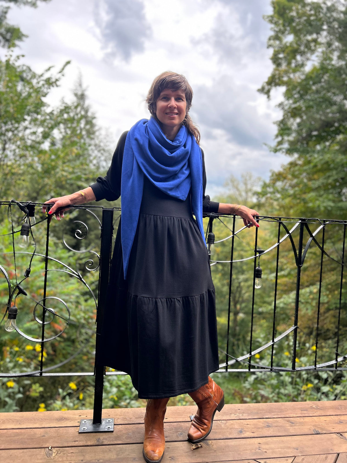 Foulard triangle Cobalt en bambou et coton bio