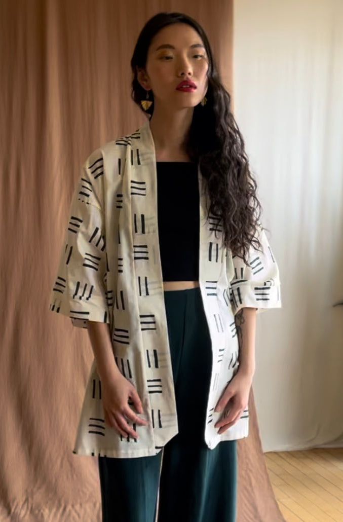 Veste Mirano - Traits crème coton 100 % bio -