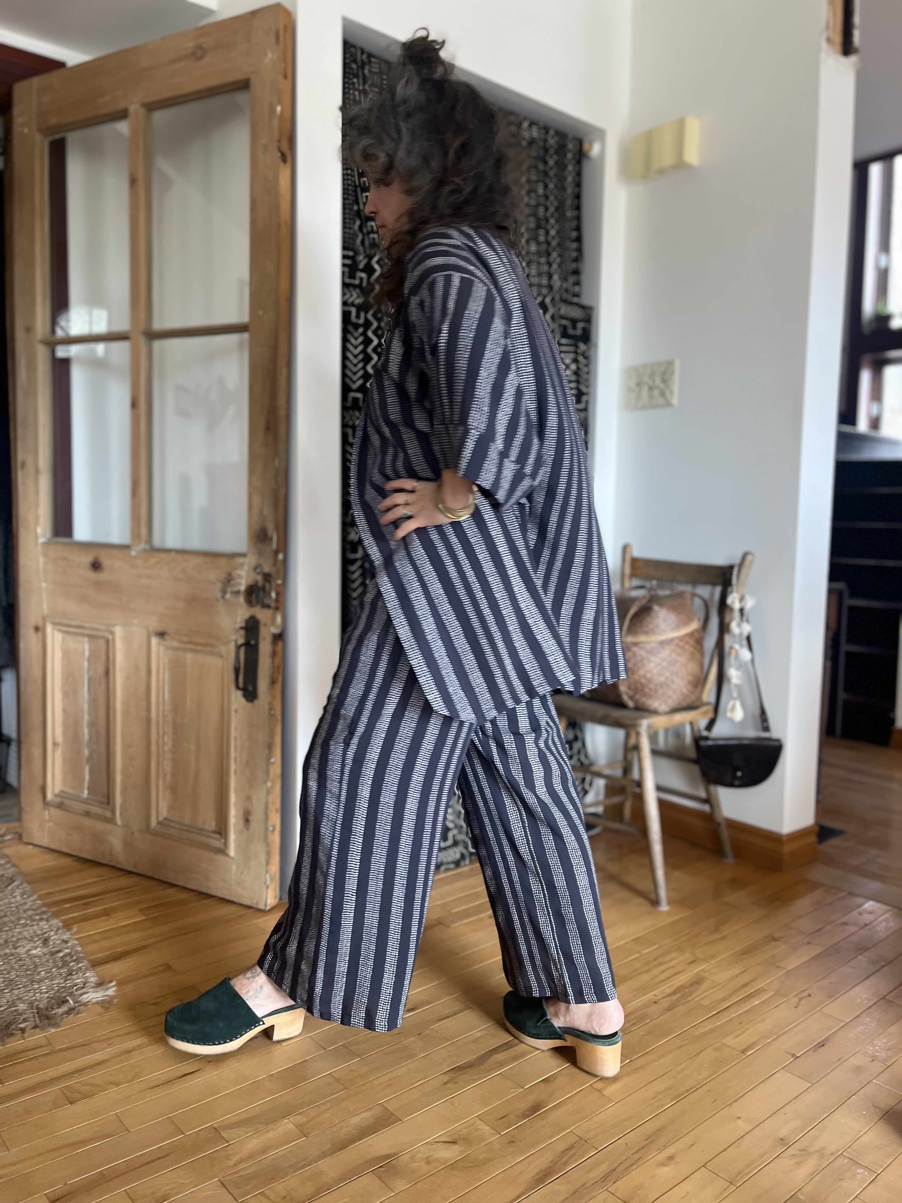 Pantalon Padoua - Points charbon en viscose Oeko-tex -