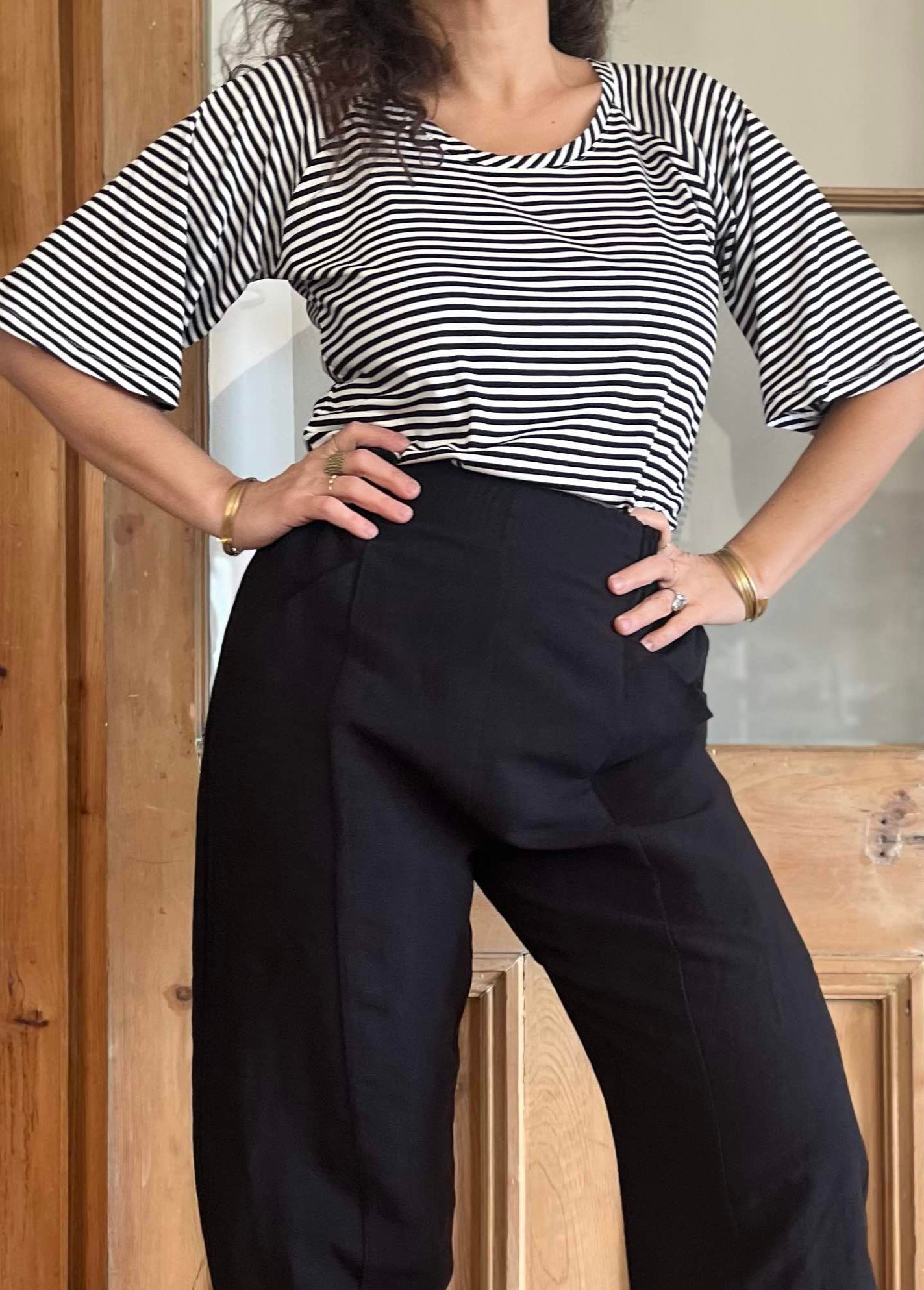 Top Montebelluna - Rayures noir bambou Oeko-tex -
