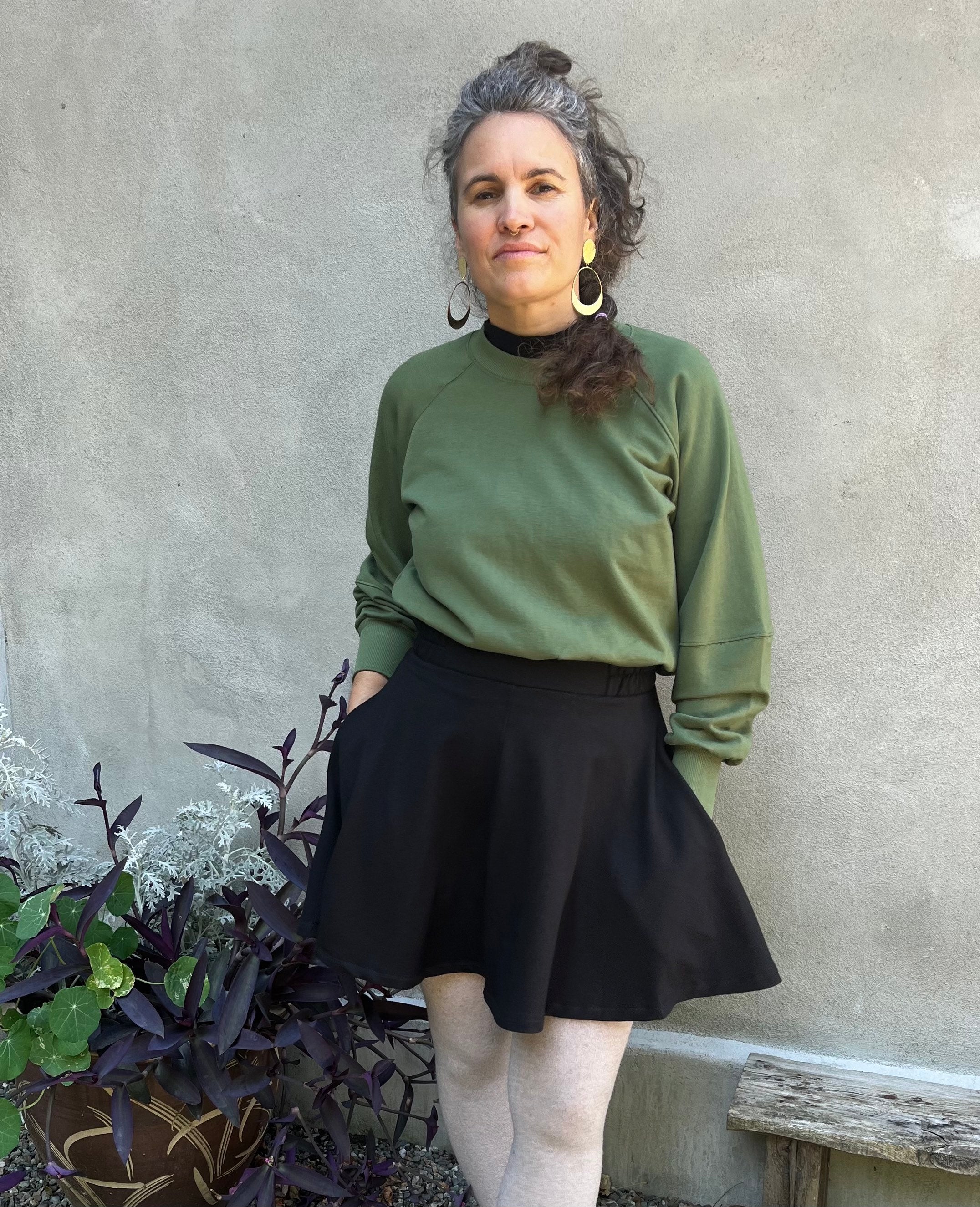 Crewneck MARILOU OLIVE-bambou et coton OEKOTEX