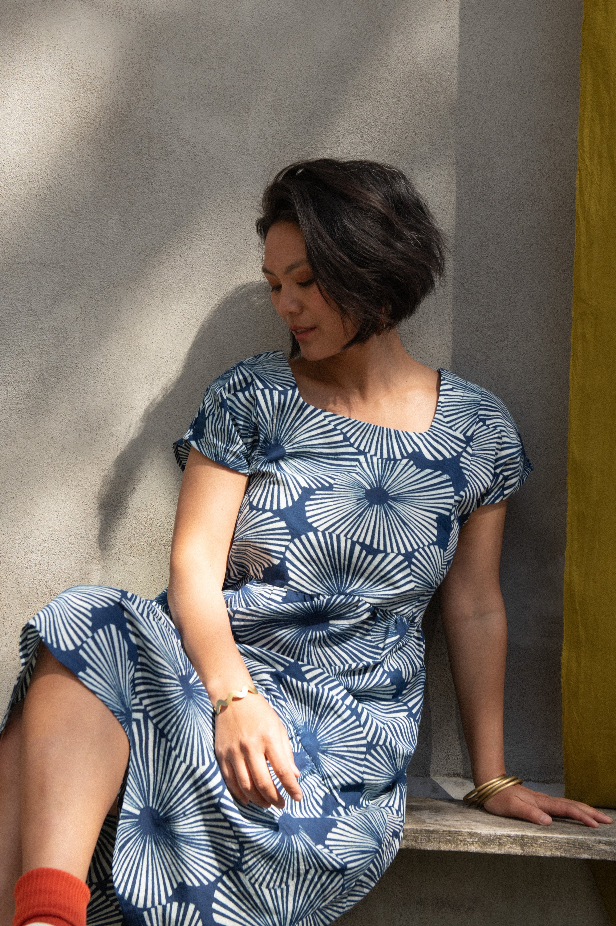 Robe Lavandula Fleurs indigo Coton