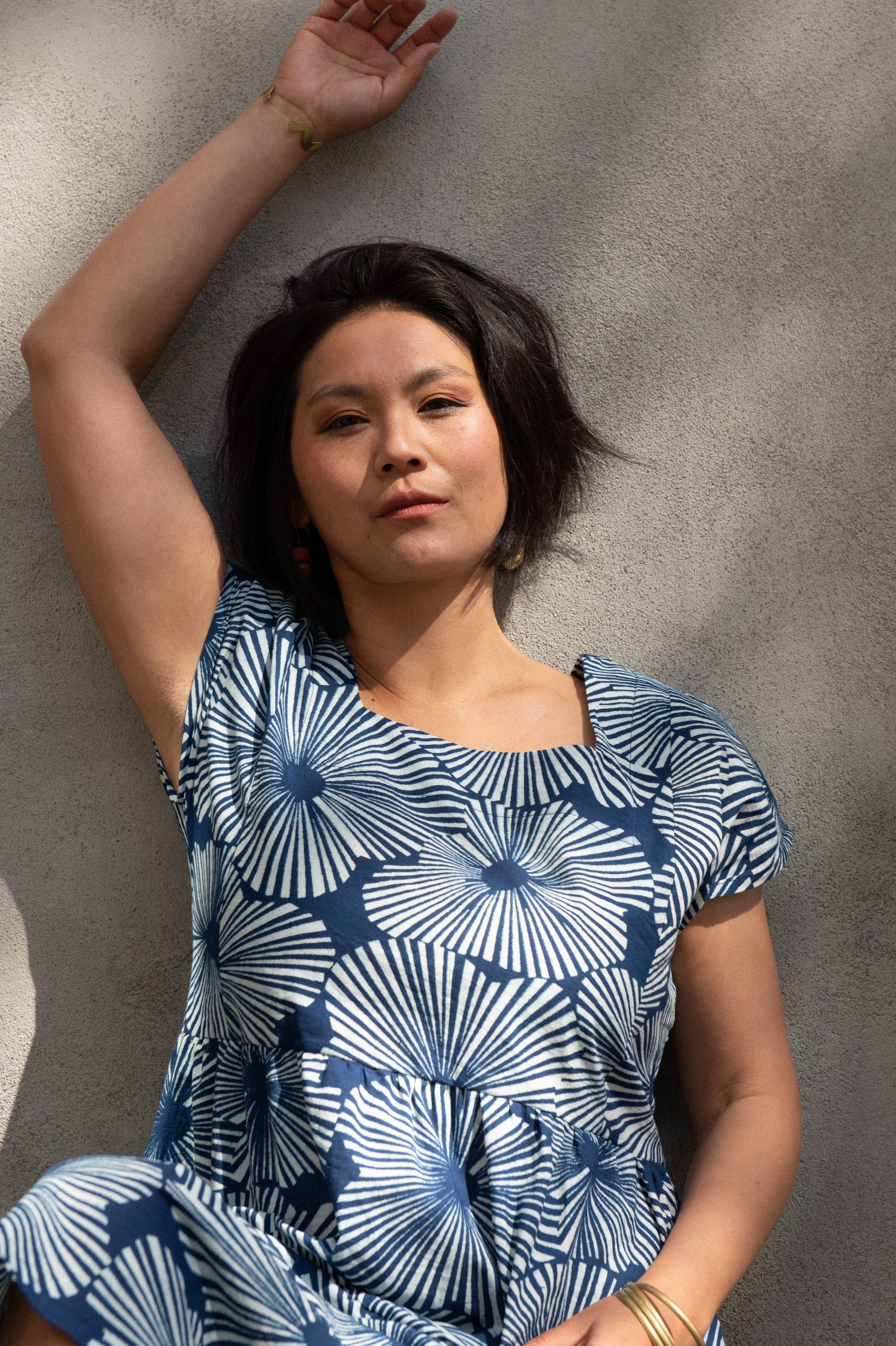 Robe Lavandula Fleurs indigo Coton