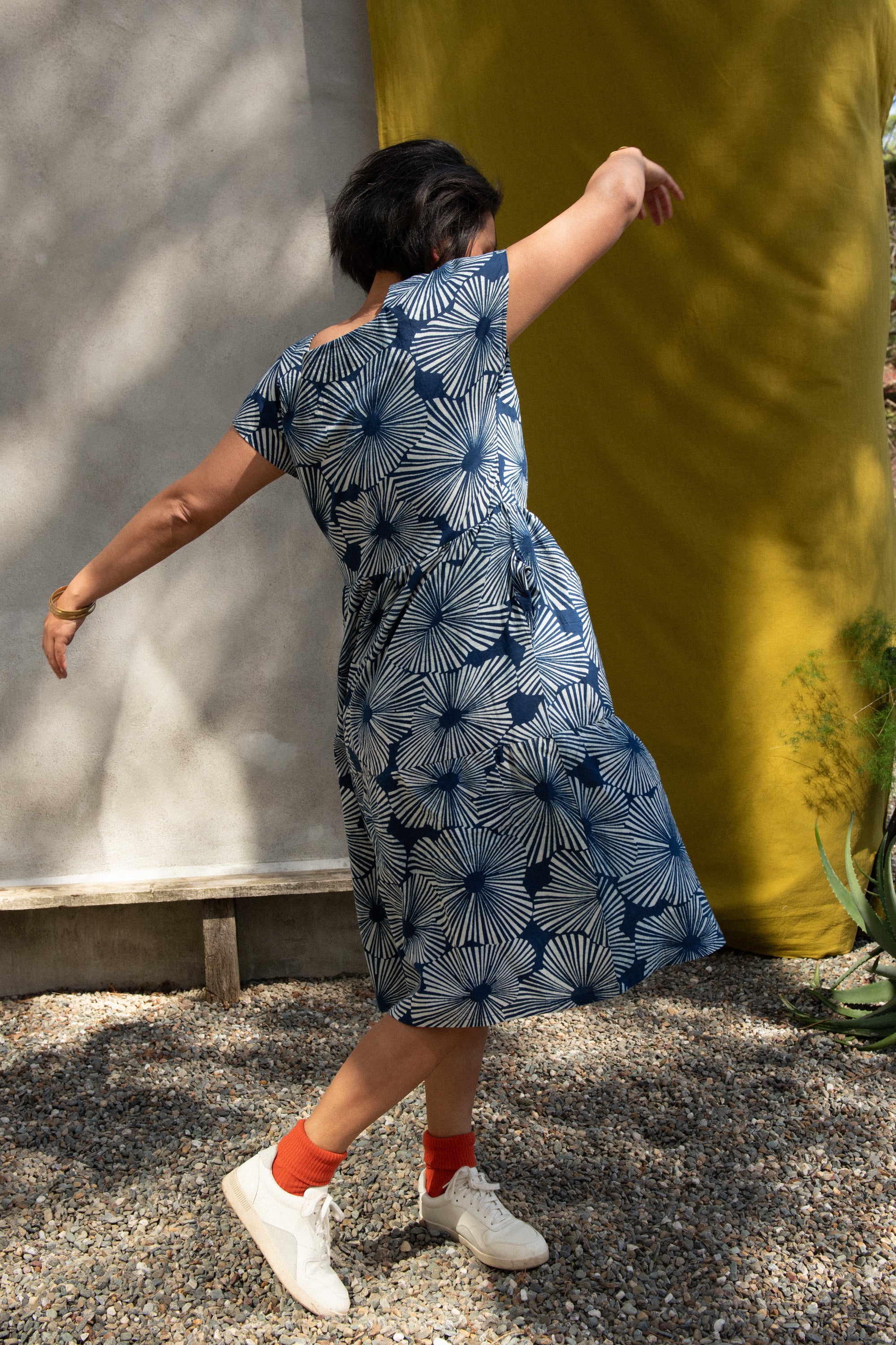 Robe Lavandula Fleurs indigo Coton