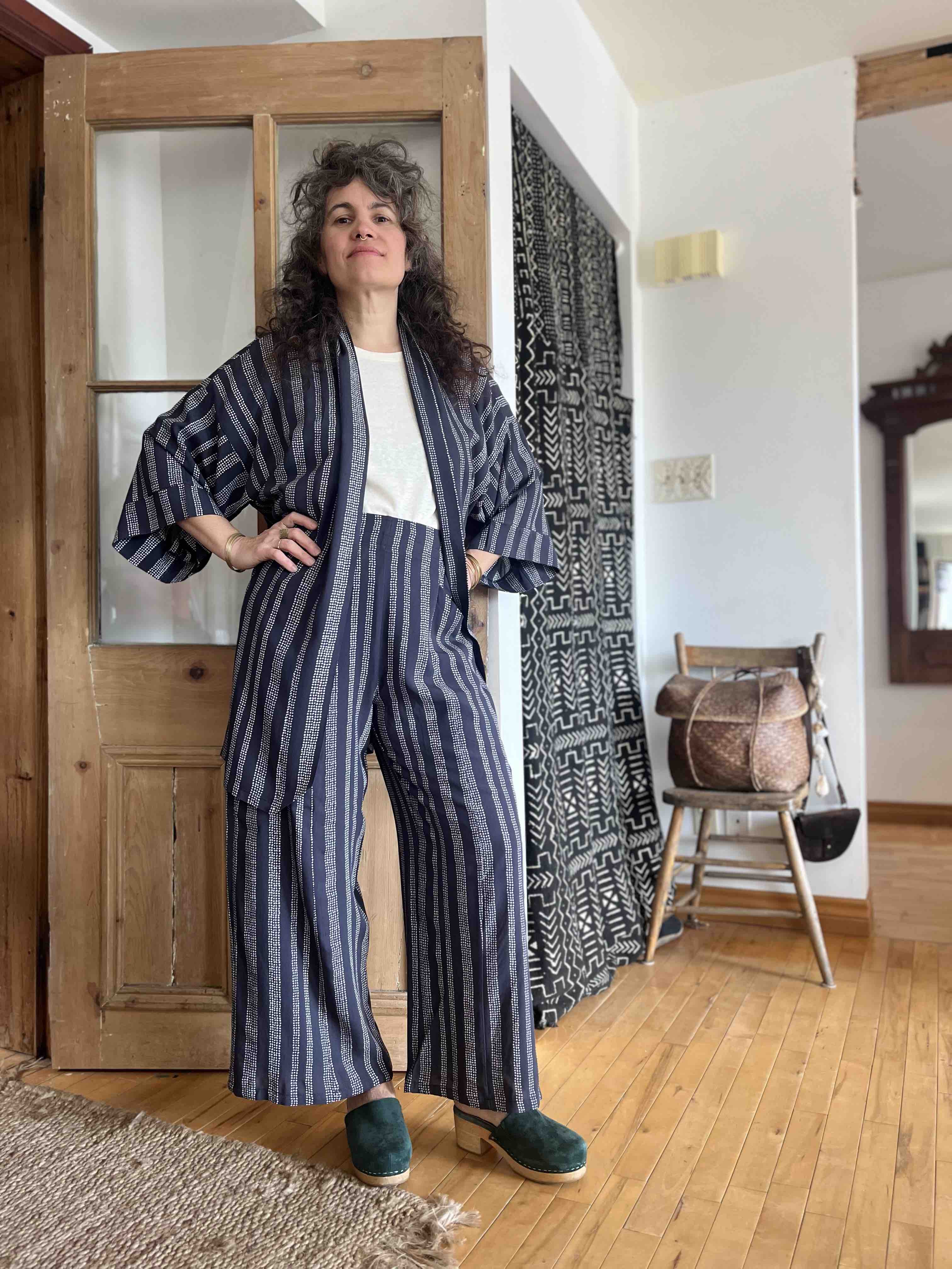 Pantalon Padoua - Points charbon en viscose Oeko-tex -