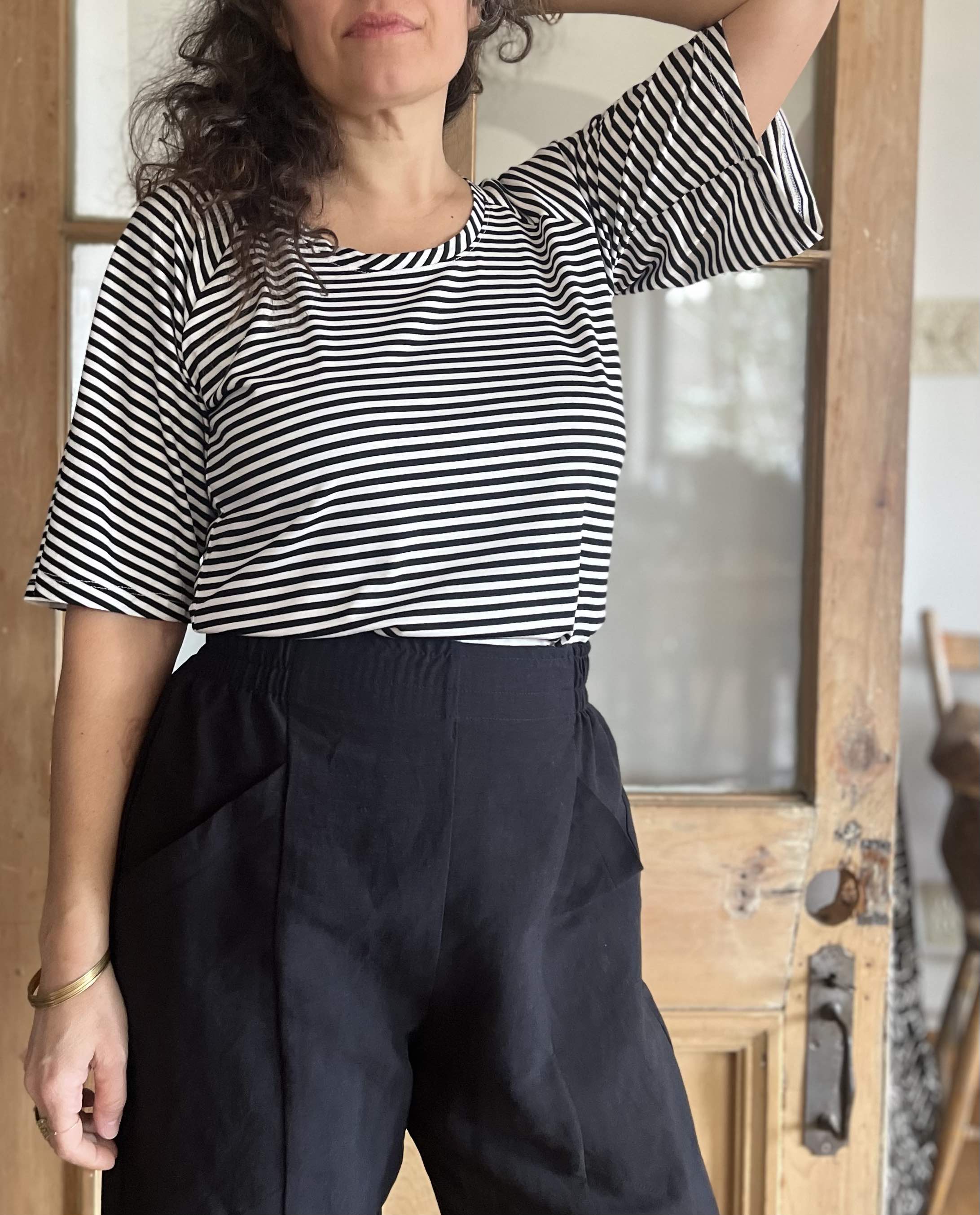 Top Montebelluna - Rayures noir bambou Oeko-tex -