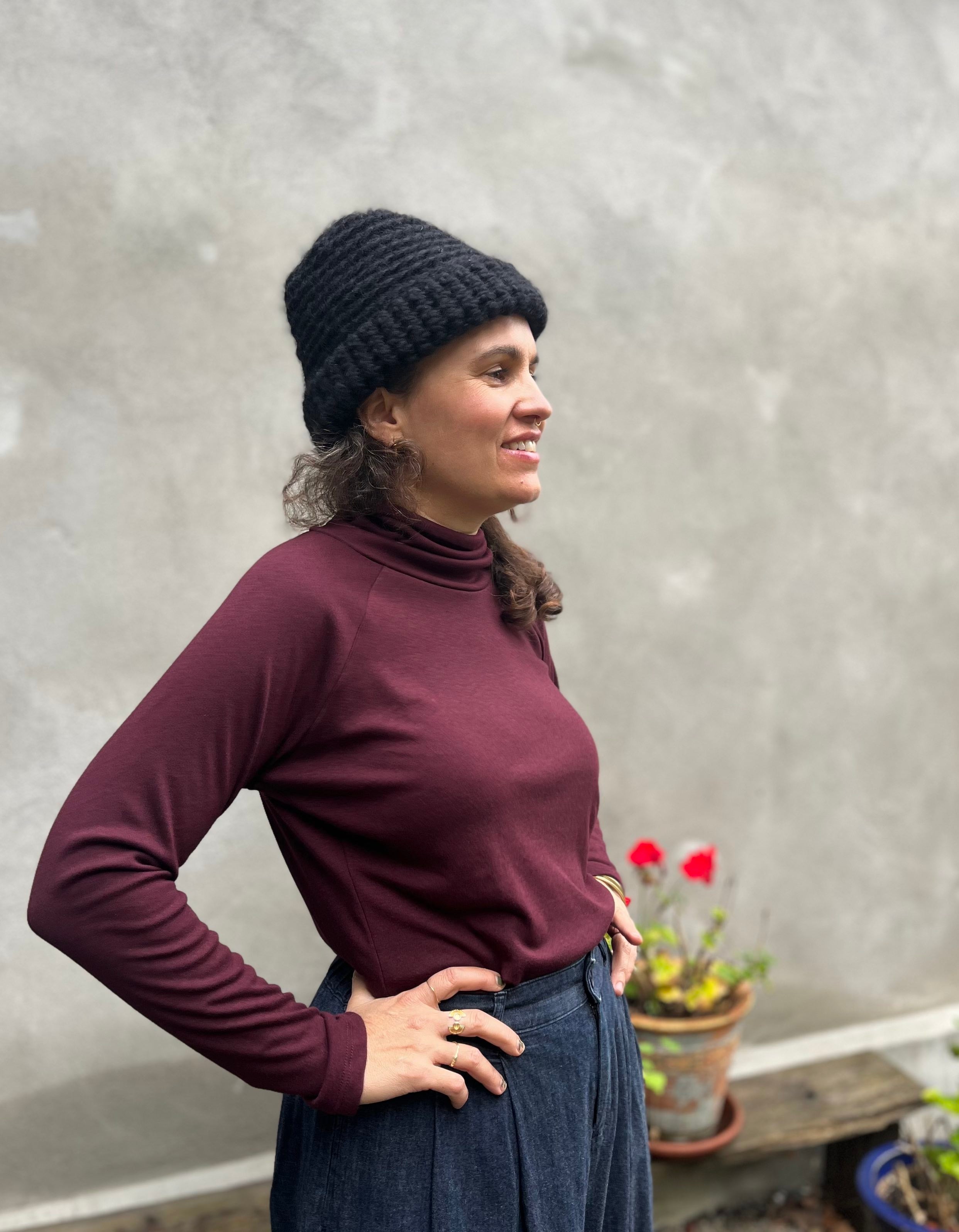 Col roulé raglan ORIS - Bordeaux Oeko-tex