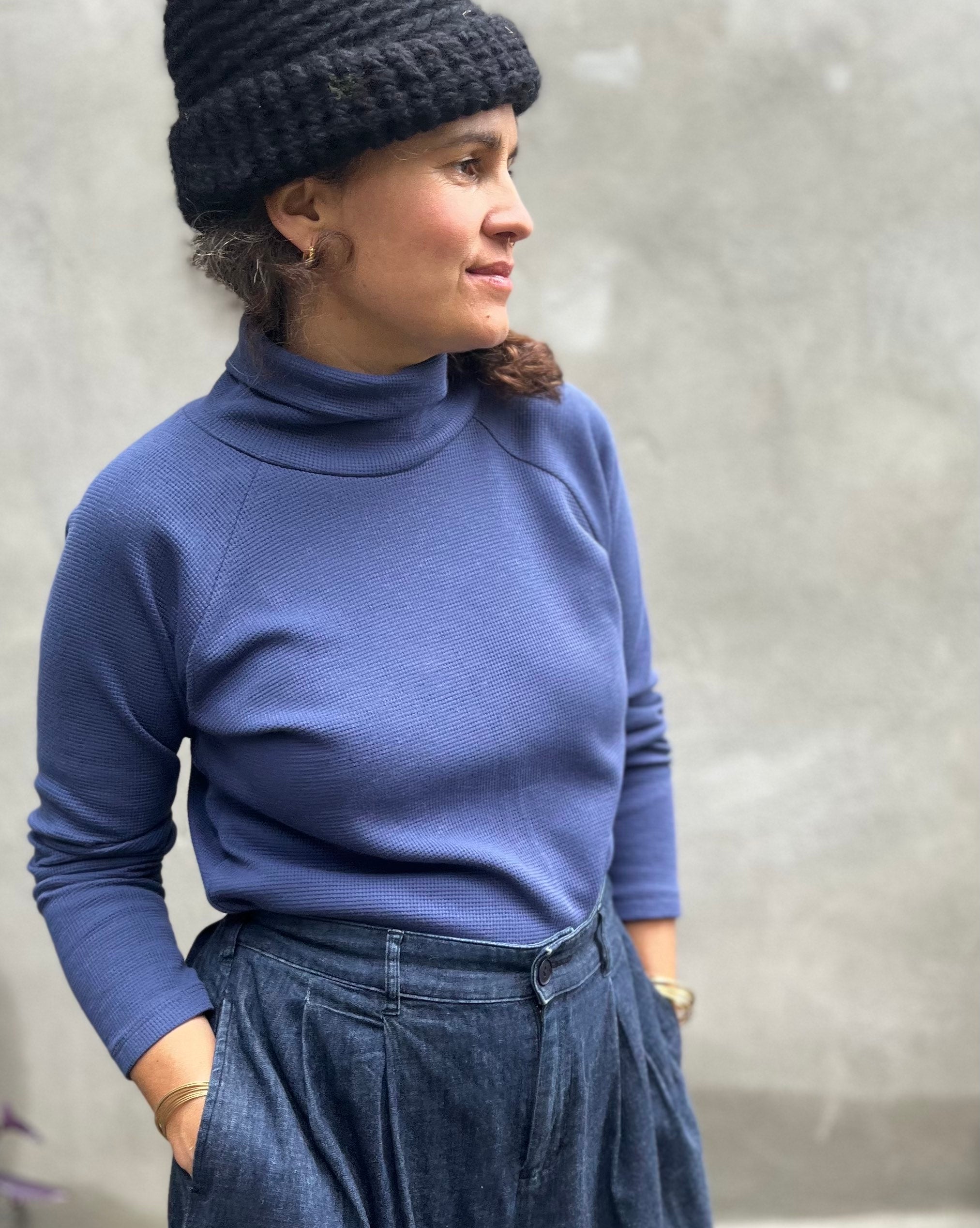 Col roulé raglan ORIS - INDIGO 100 % Coton certifié Oeko-tex