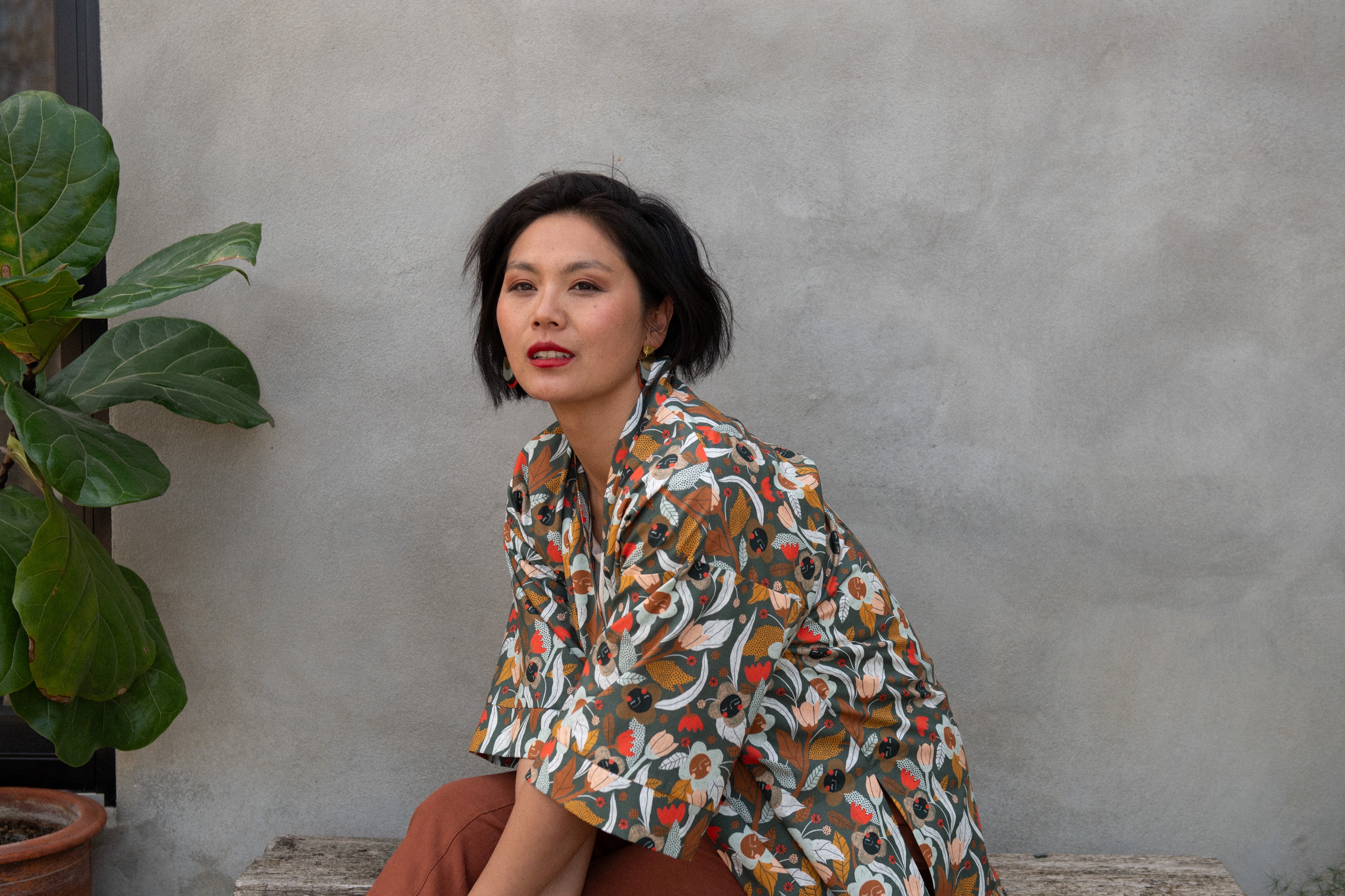 Veste Mirano Fleurs Olives