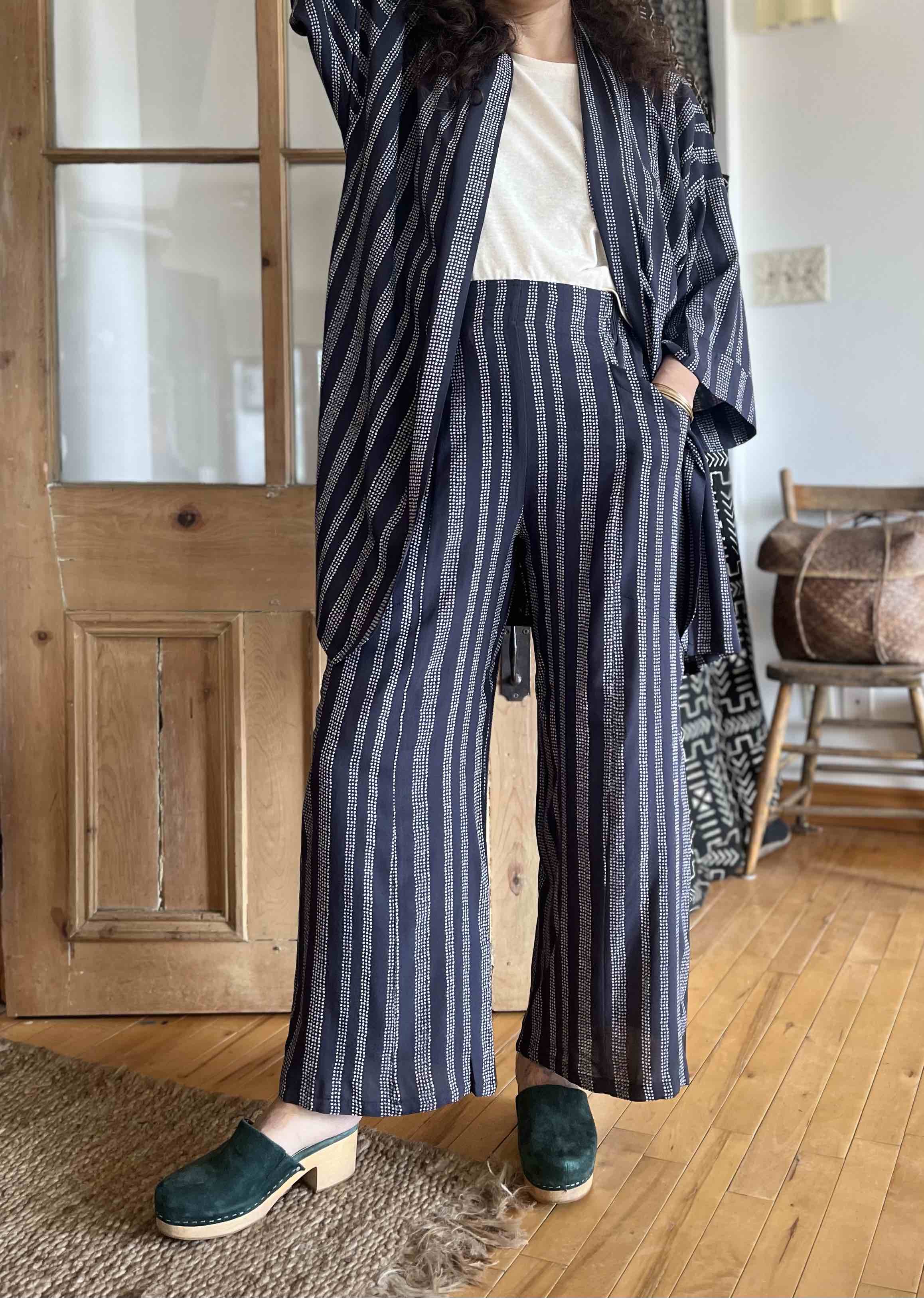 Pantalon Padoua - Points charbon en viscose Oeko-tex -