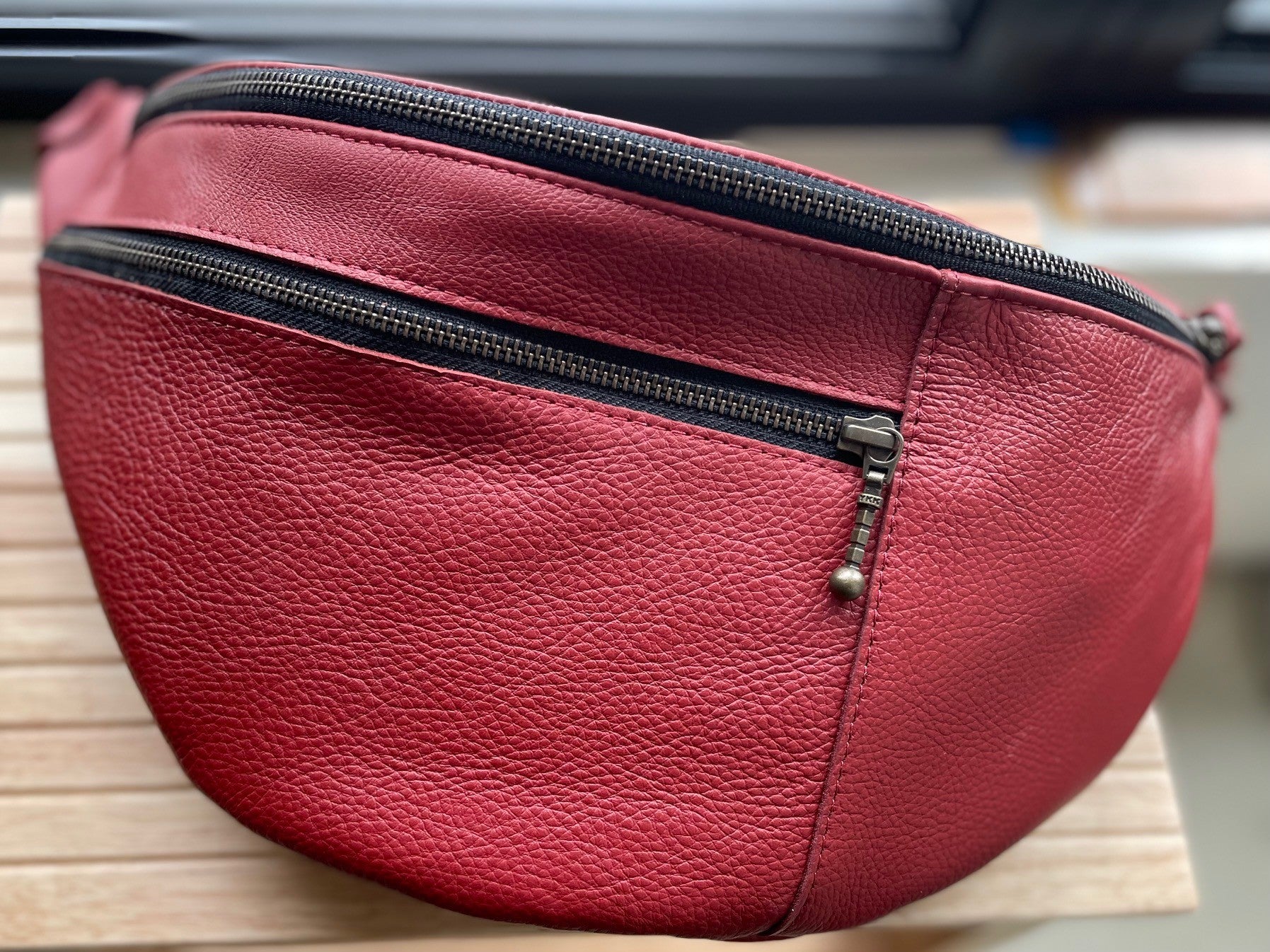 Sac Pinacle banane / bandoulière cuir Rouge Carmin