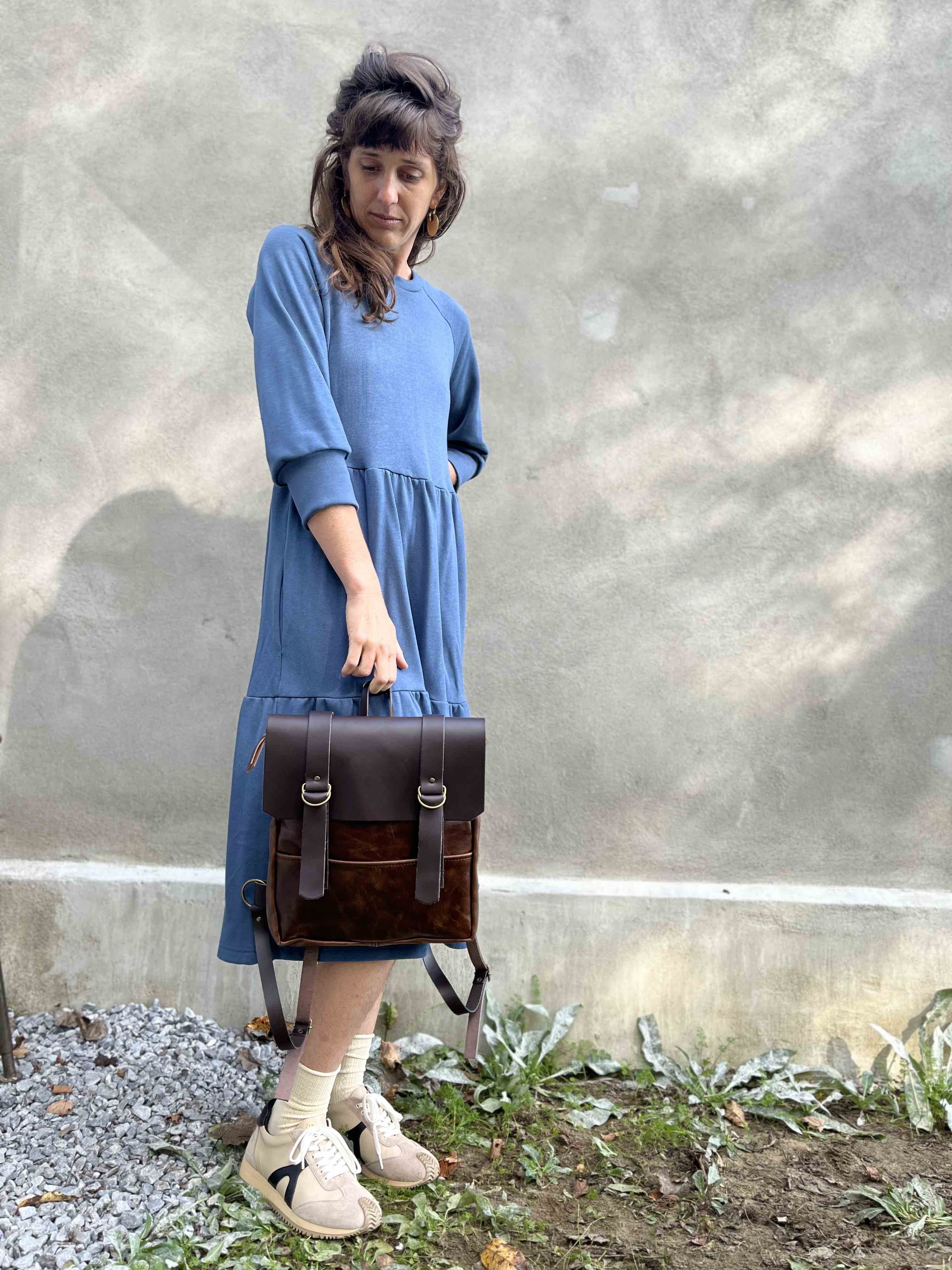Petit sac à dos Vinh - Brun vintage - mélange cuir recyclé et tannage végétal - KAZAK -